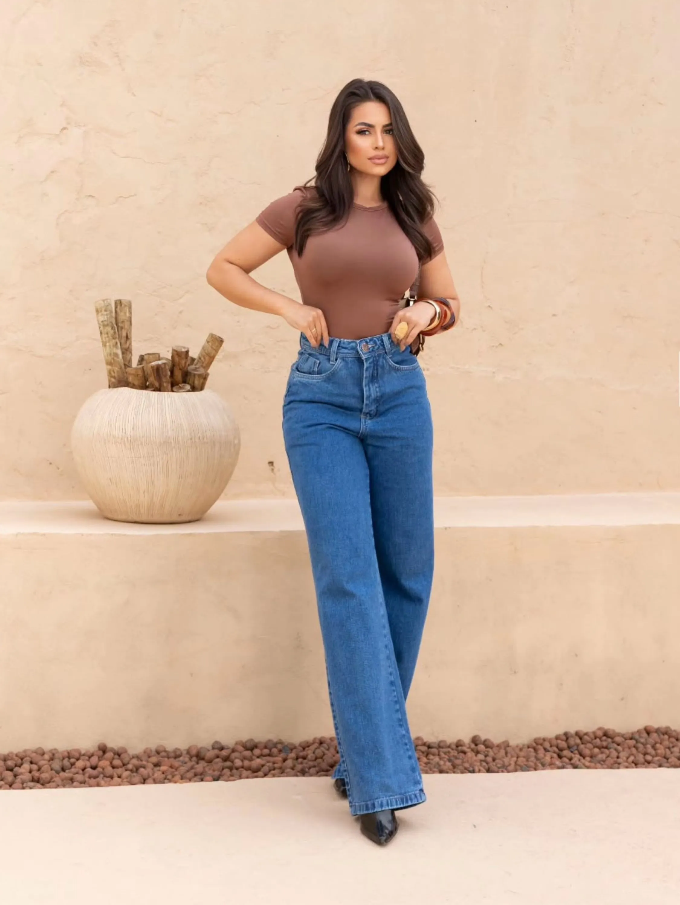 Calça Jeans Pantalona Feminino wid Leg Premium