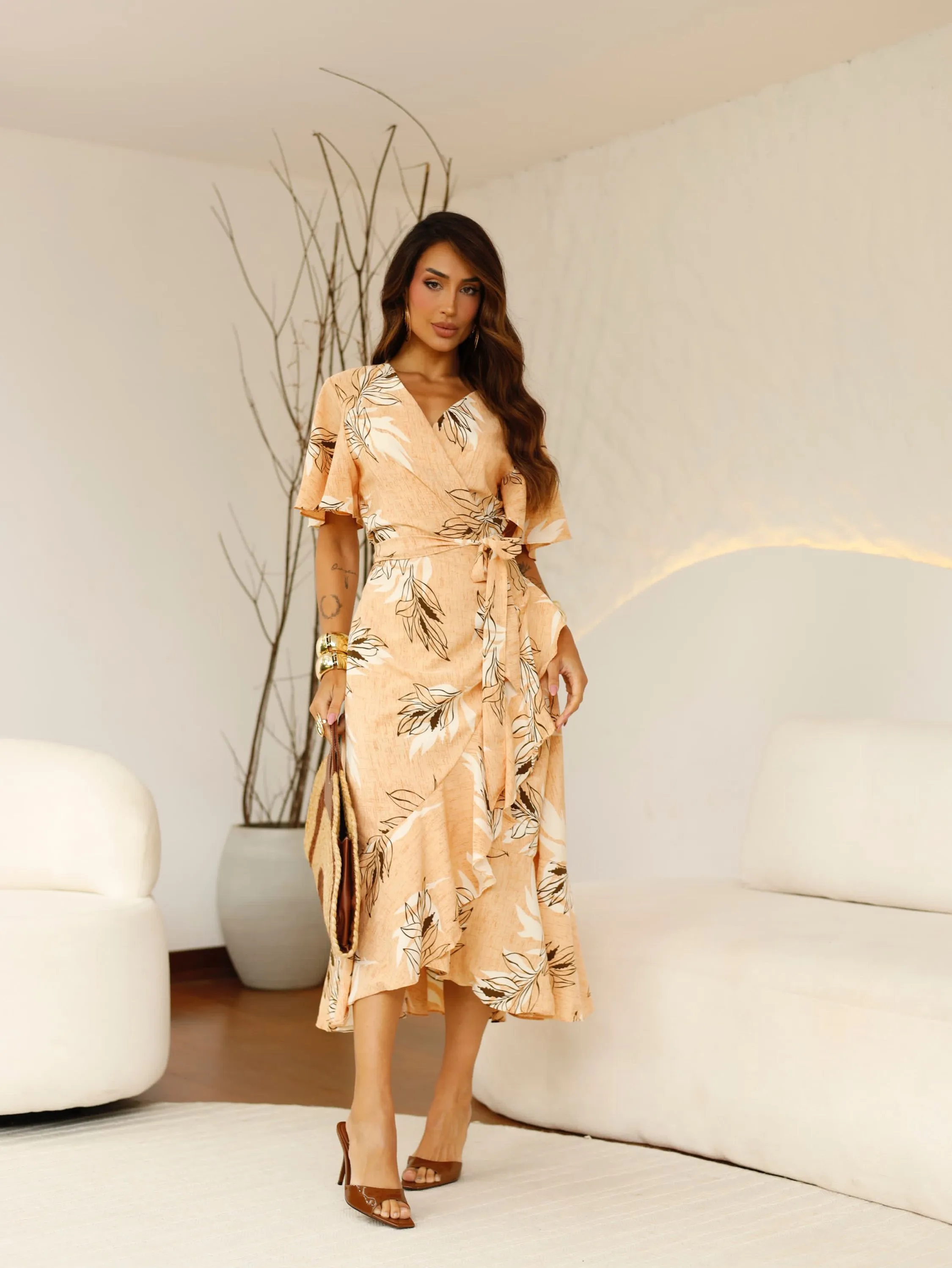 Vestido femenino em velope estampado