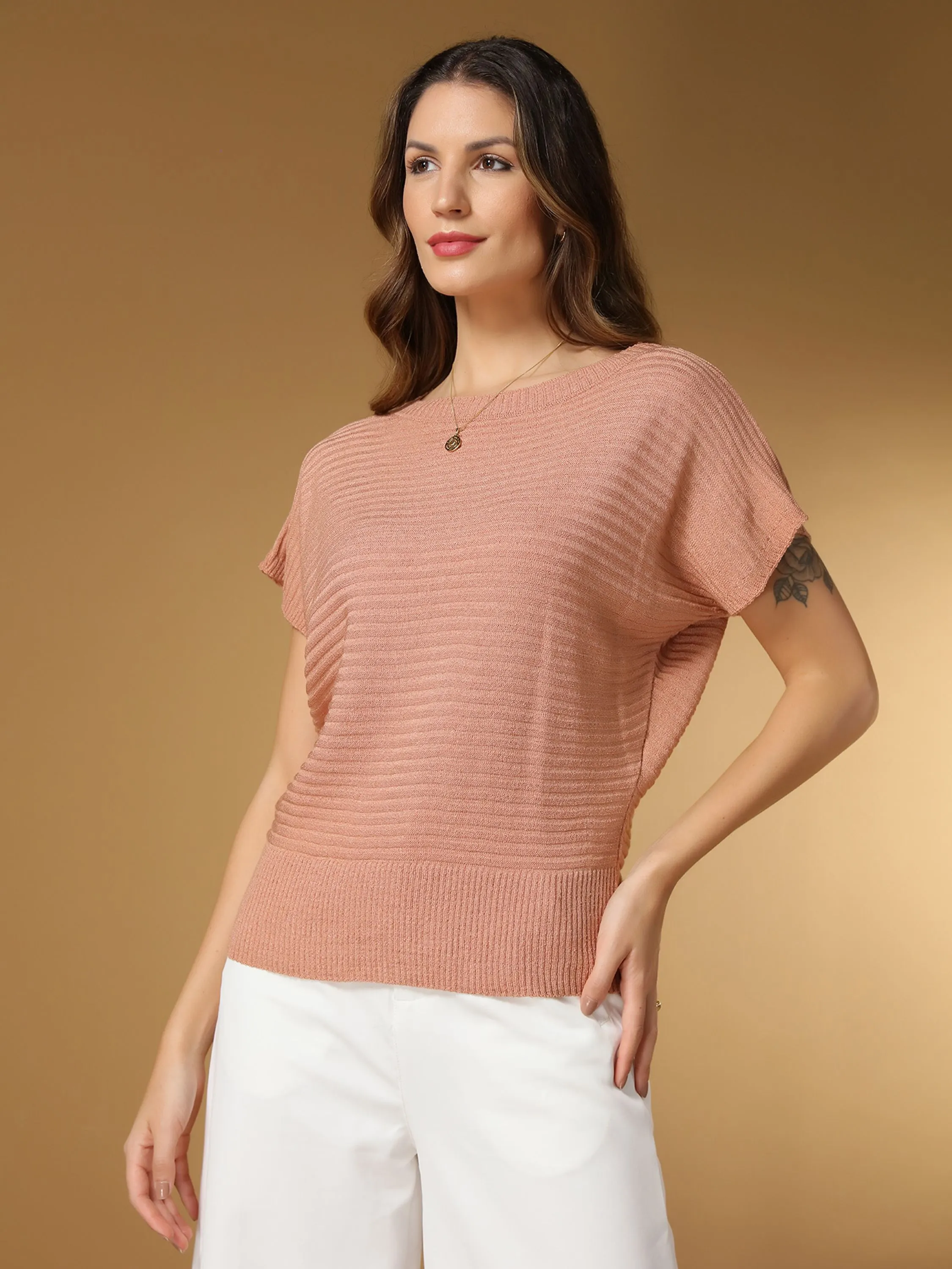 Blusa Feminina de Tricô modal Manga Morcego Tamanho Grande