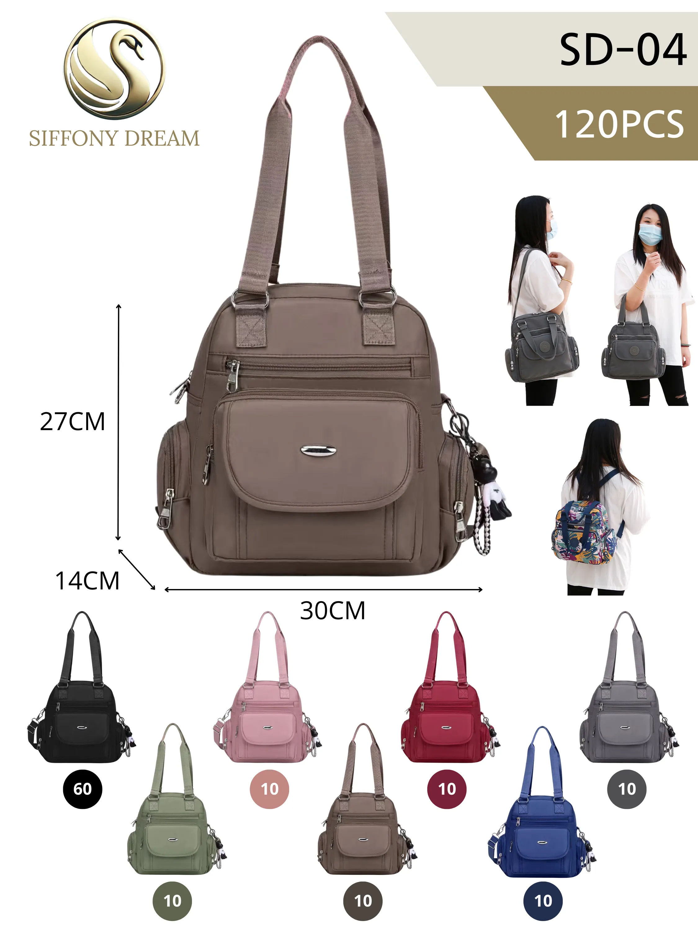 Mochila feminina com chaveiro SD-04