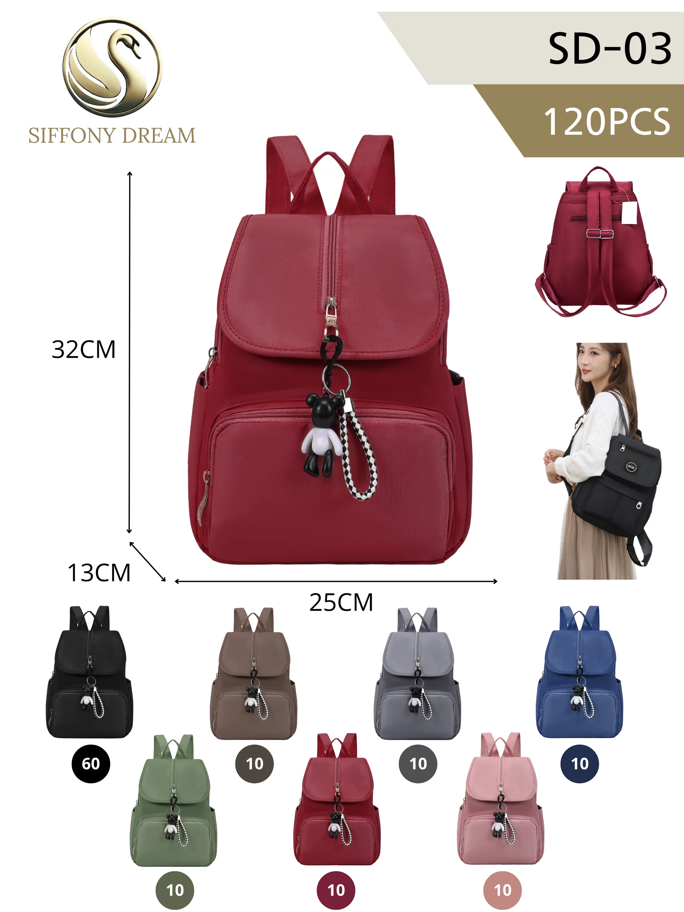 Mochila feminina com chaveiro SD-03