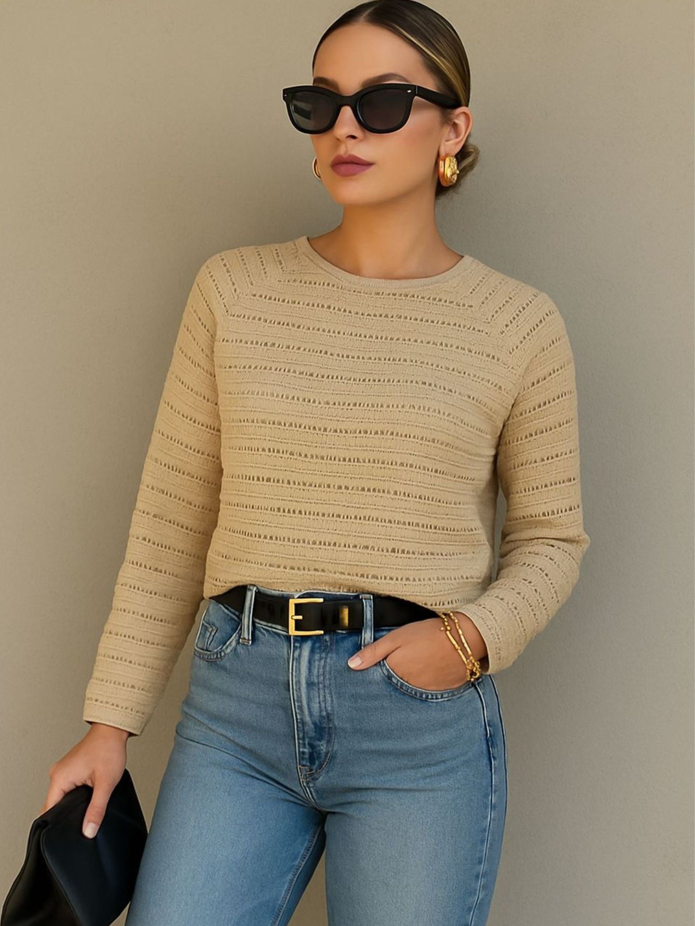 250002 BLUSA SUETER LAISE TEXTURA HORIZONTAL - JAPA TRICO