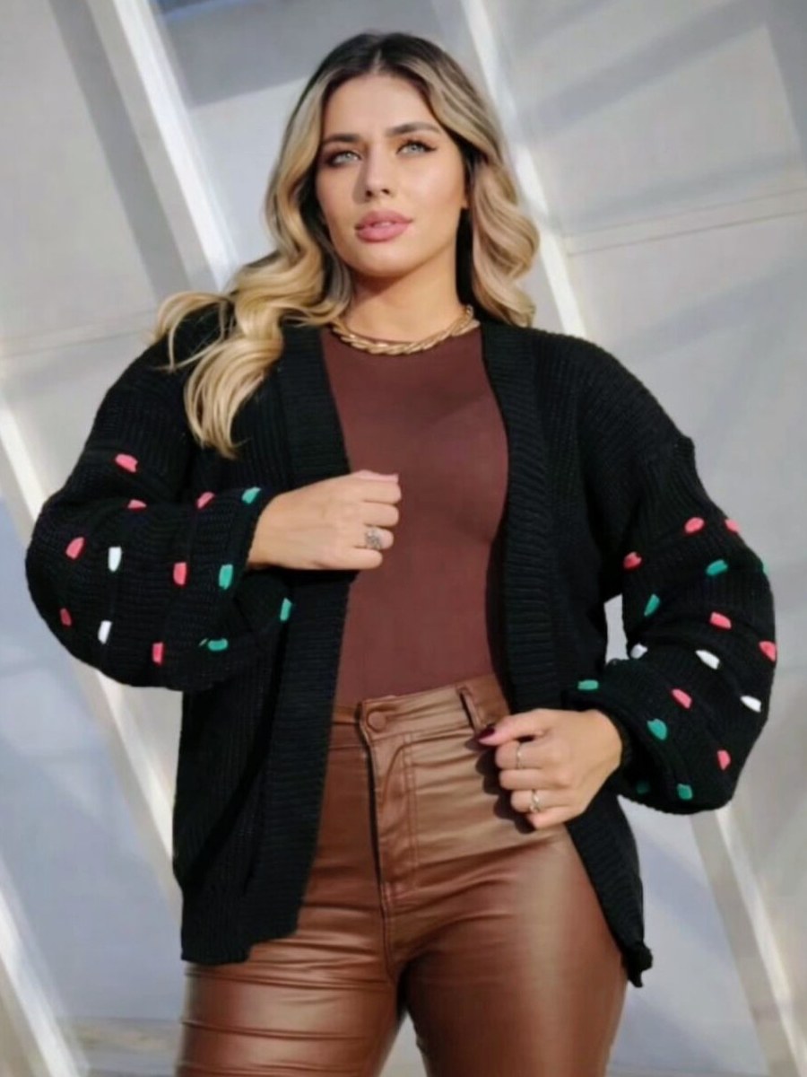 CARDIGAN TRICO POMPOM COLORIDO