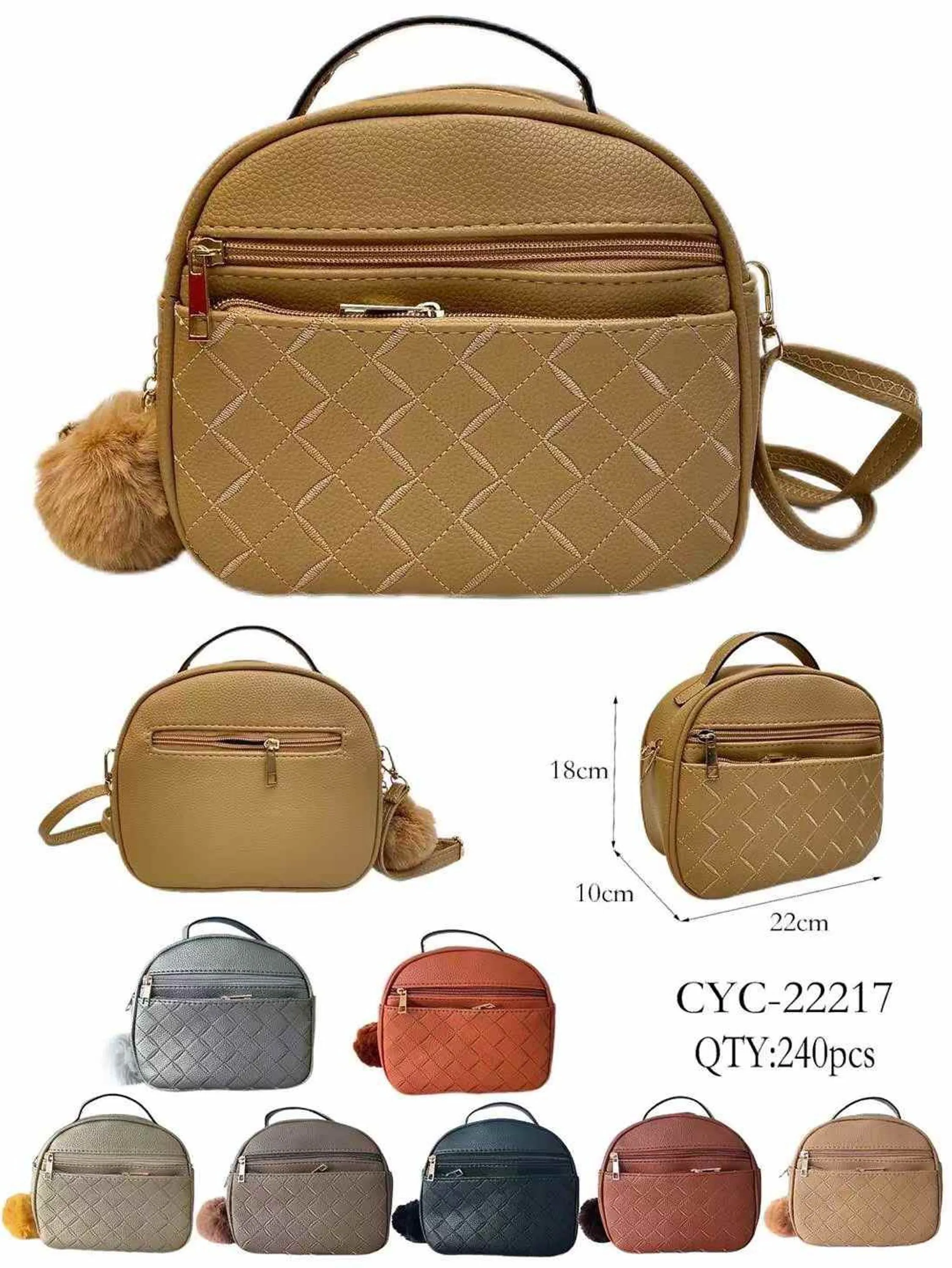 Bolsa pequena casual com bola de pelo