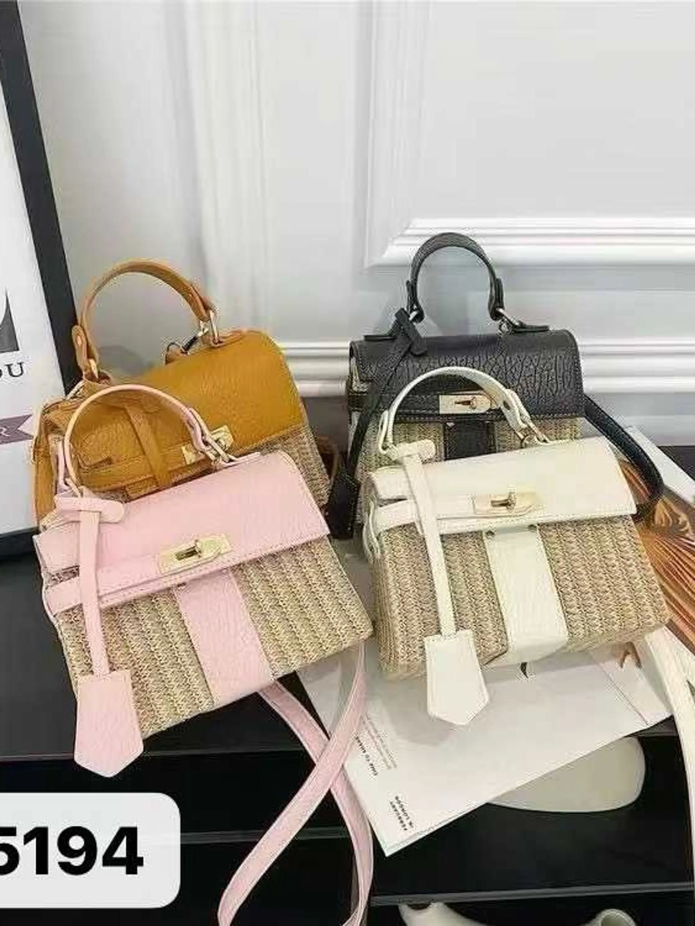 Bolsa de palha casual feminina