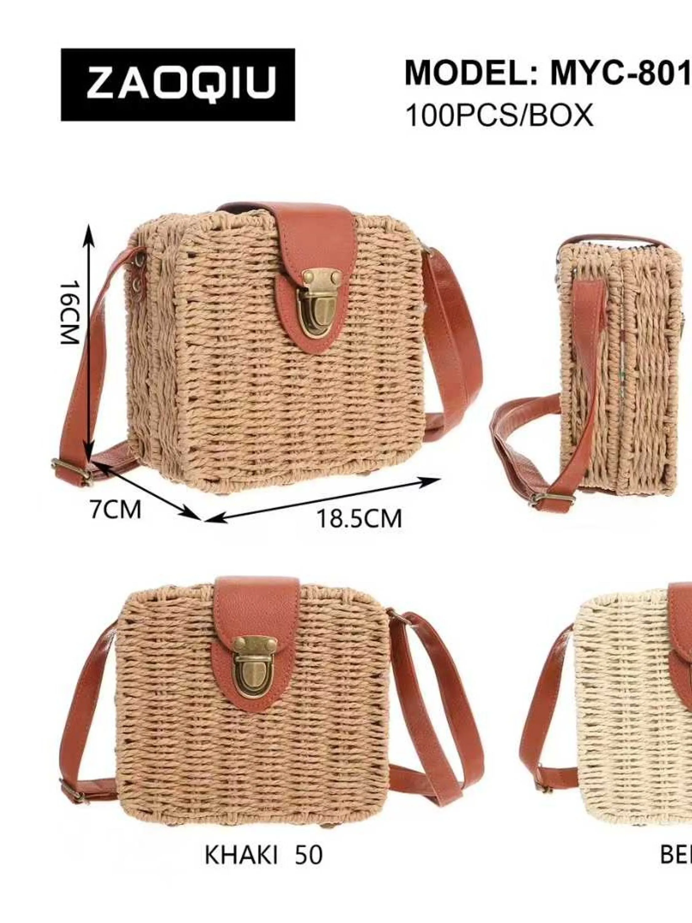 Bolsa de palha quadrada