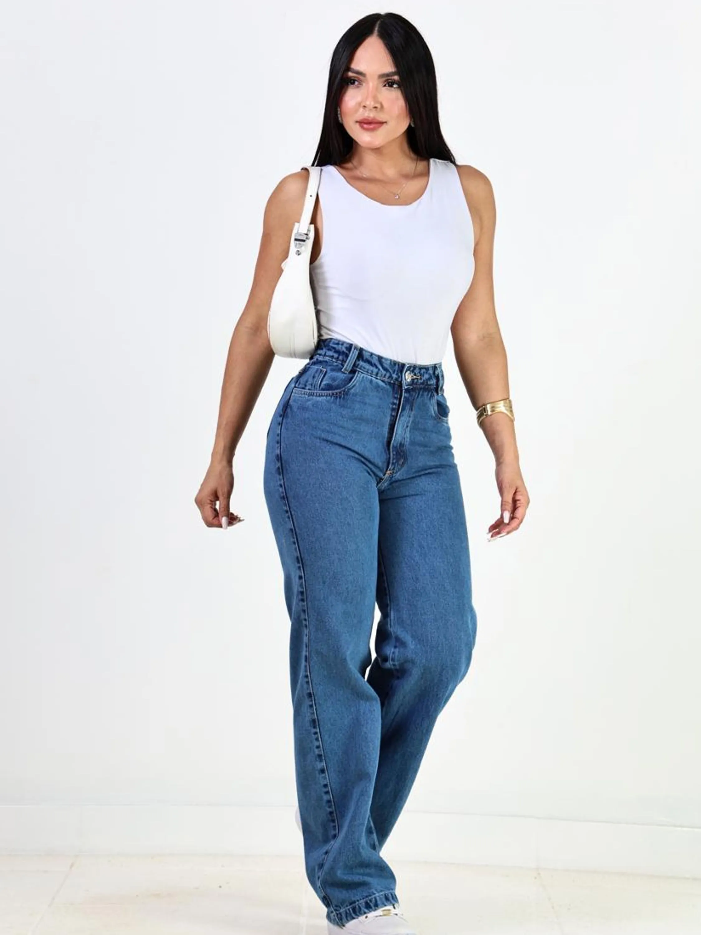 Wide Leg Denim Marmorizada