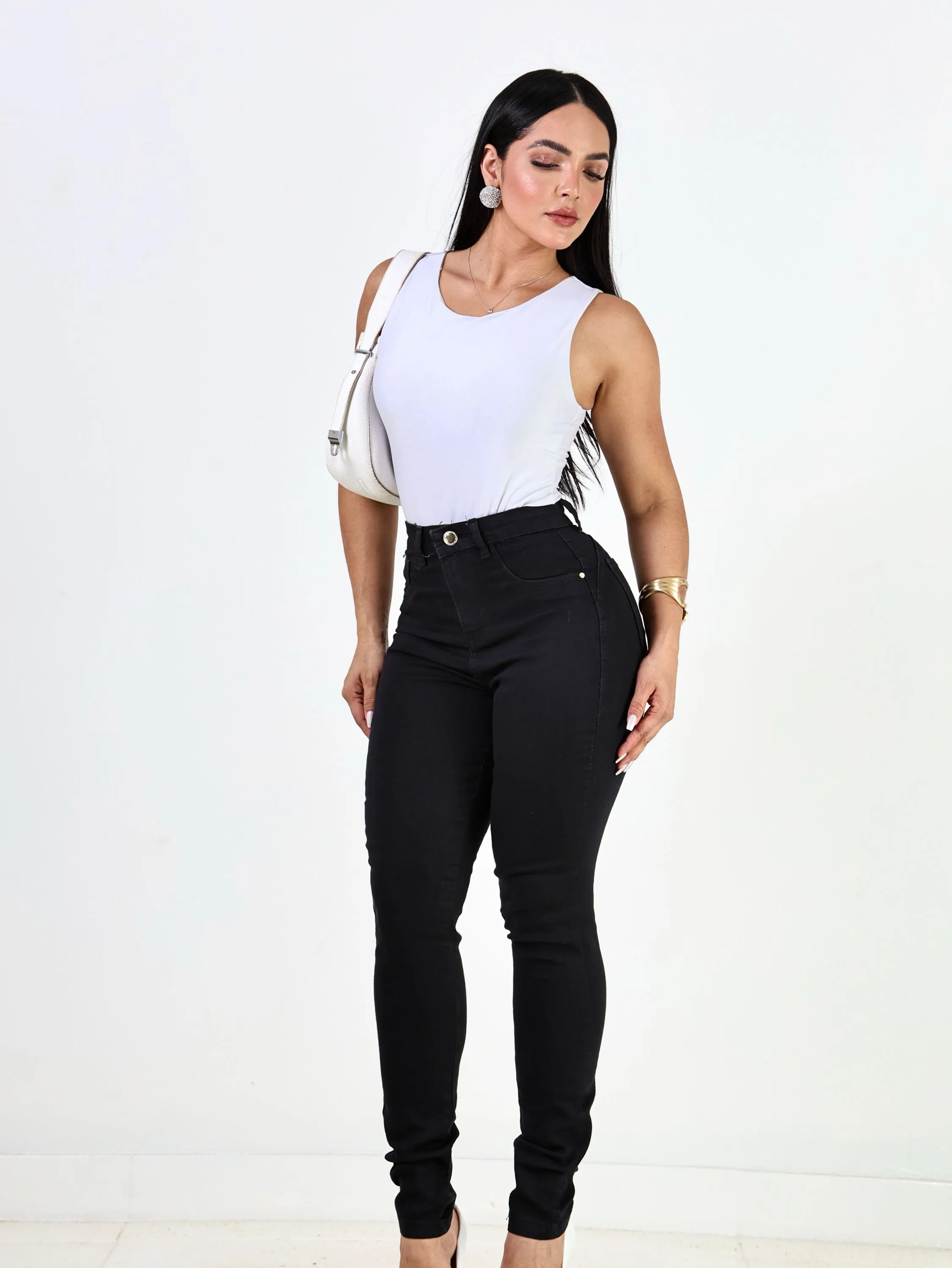 Skinny Preta Denim Lycra