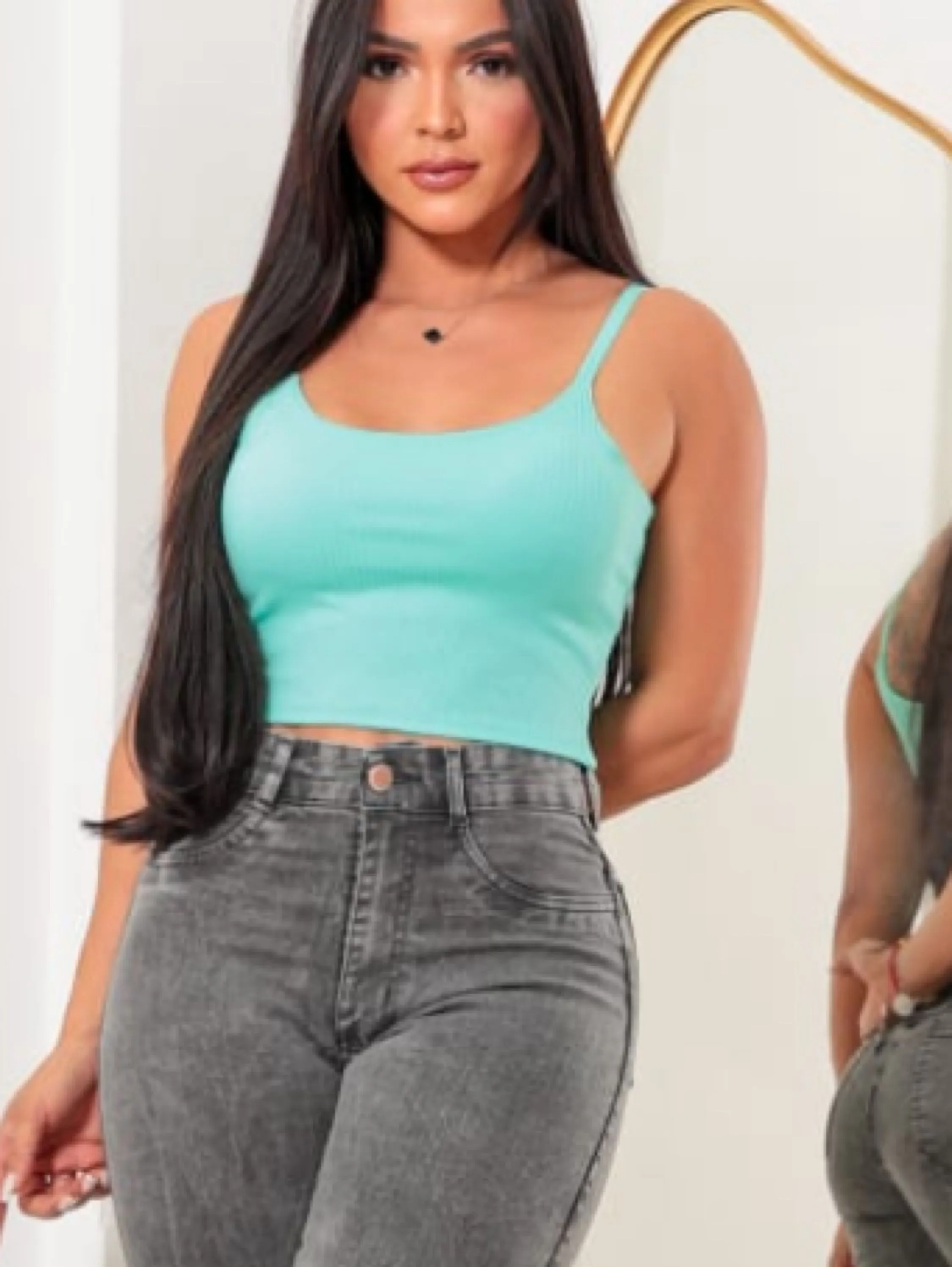 Cropped canelado alça