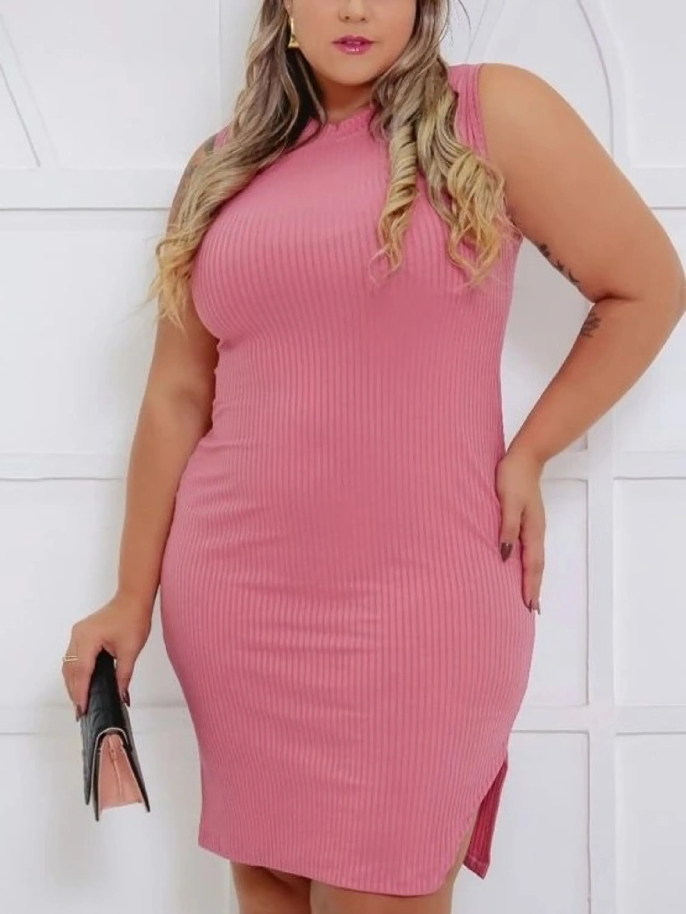 Vestido Canelado Plus Size