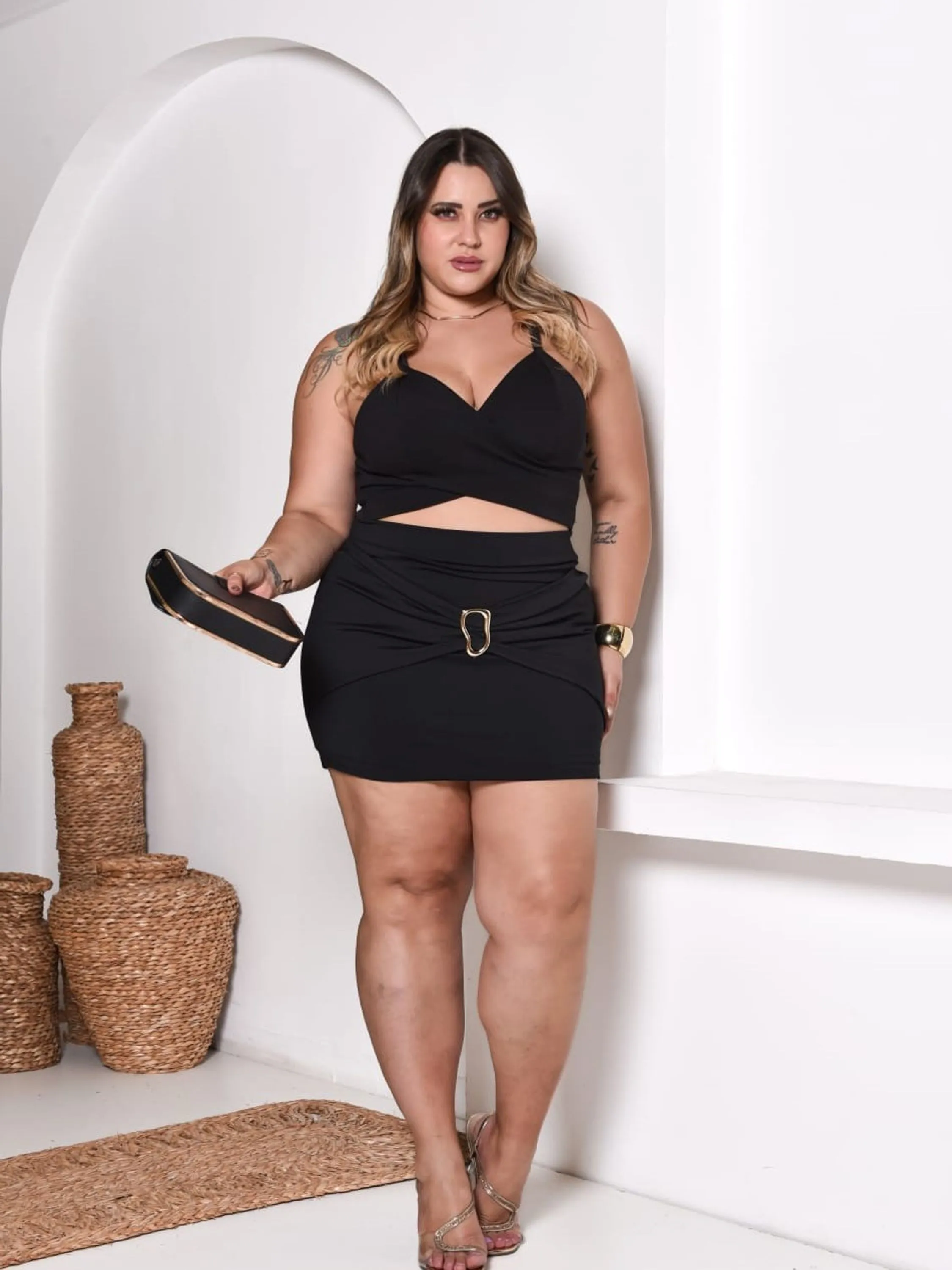 Short Saia Fivela Plus Size