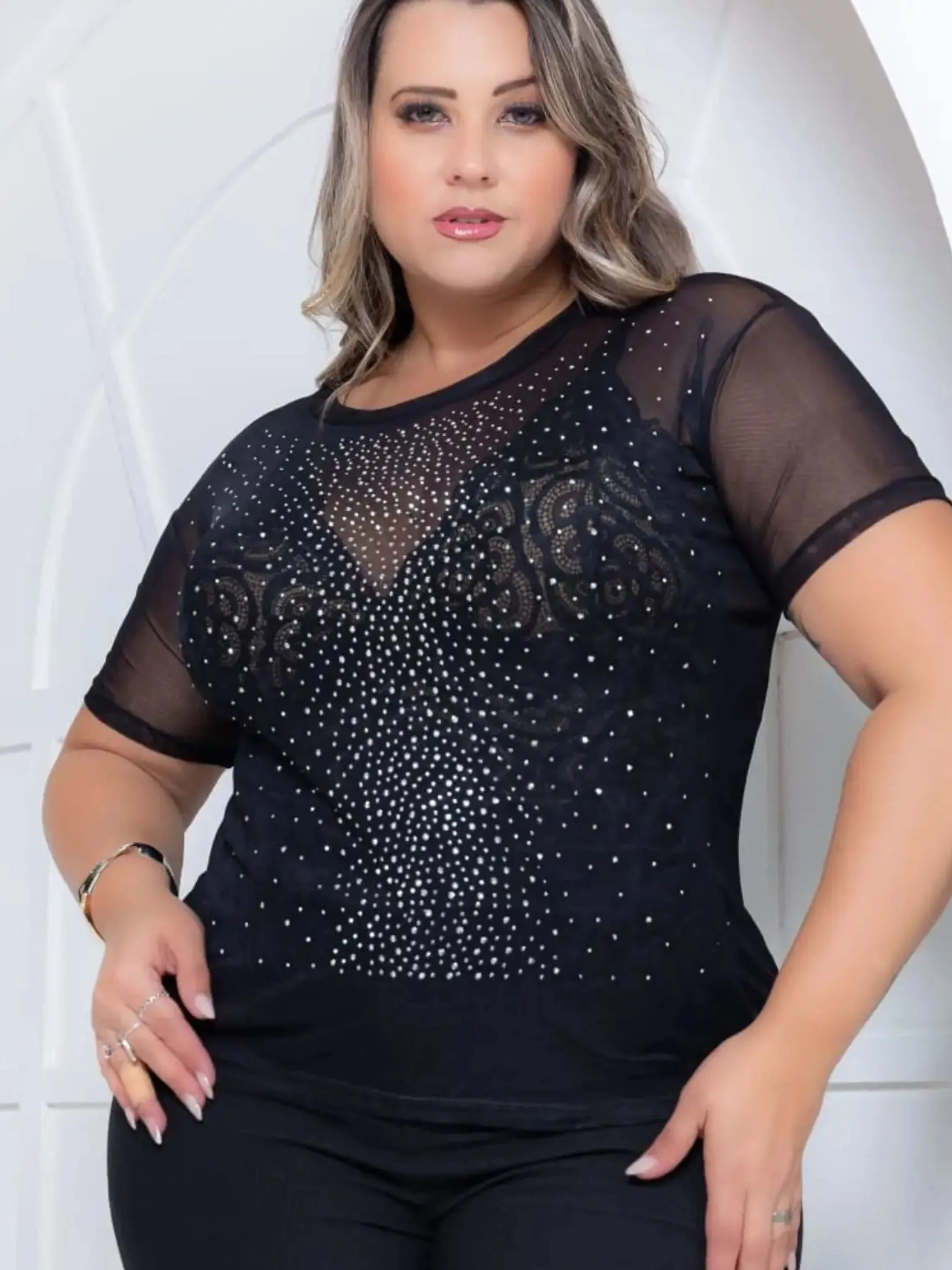 Camisa Plus Size Pedraria