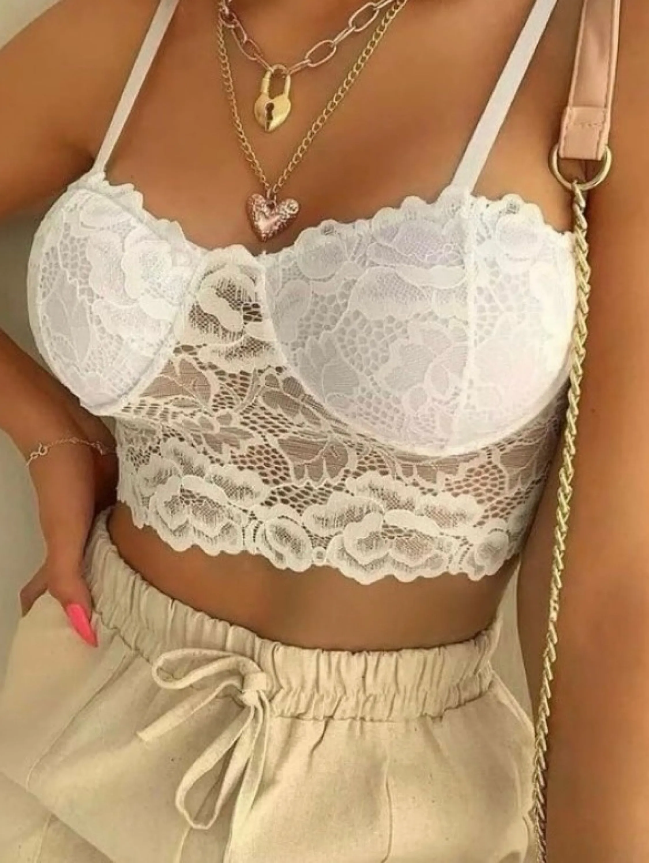 Cropped Top Renda Com alça ajustável