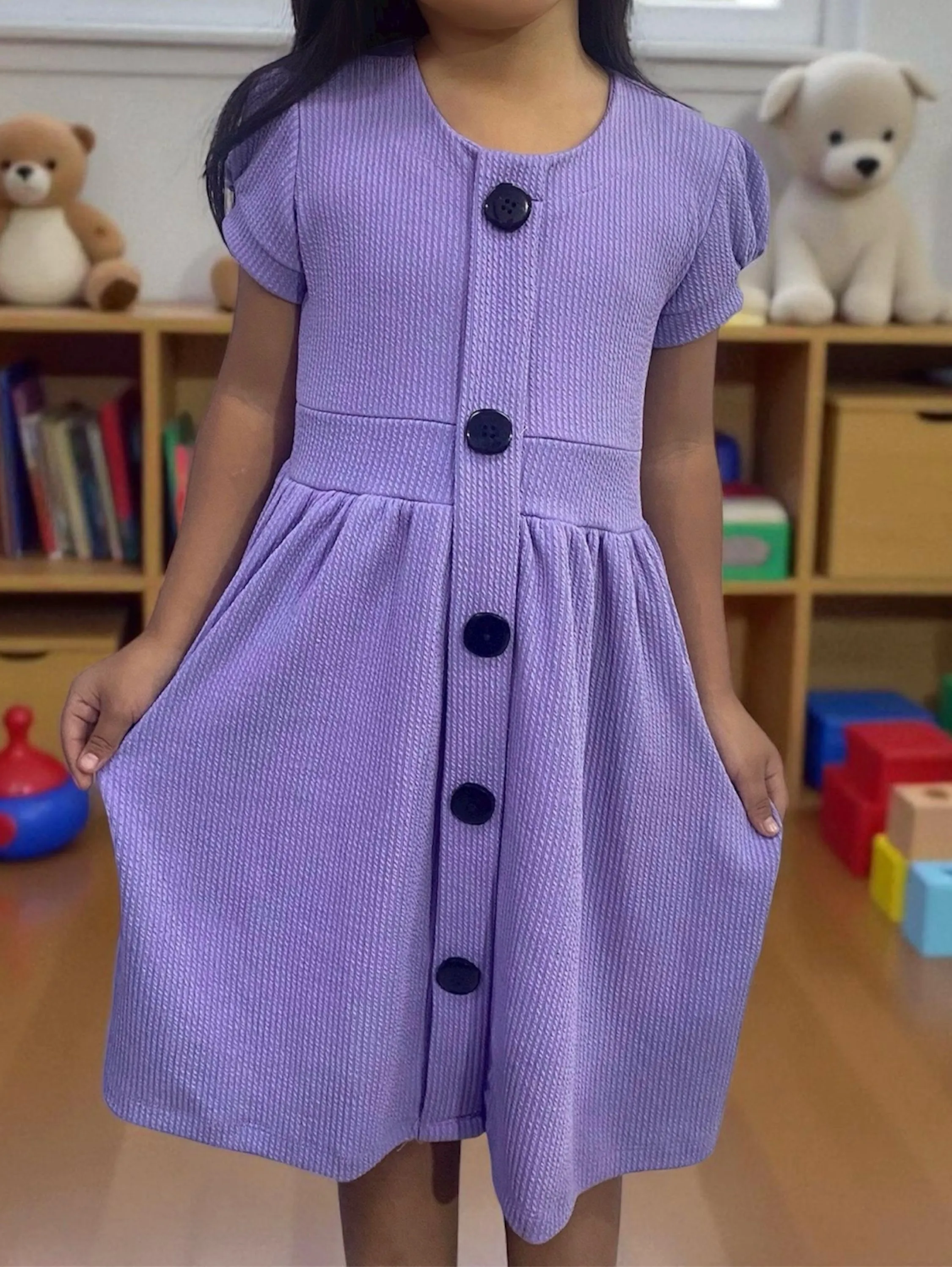 Vestido Infantil Anaruga Com botões Manga princesa