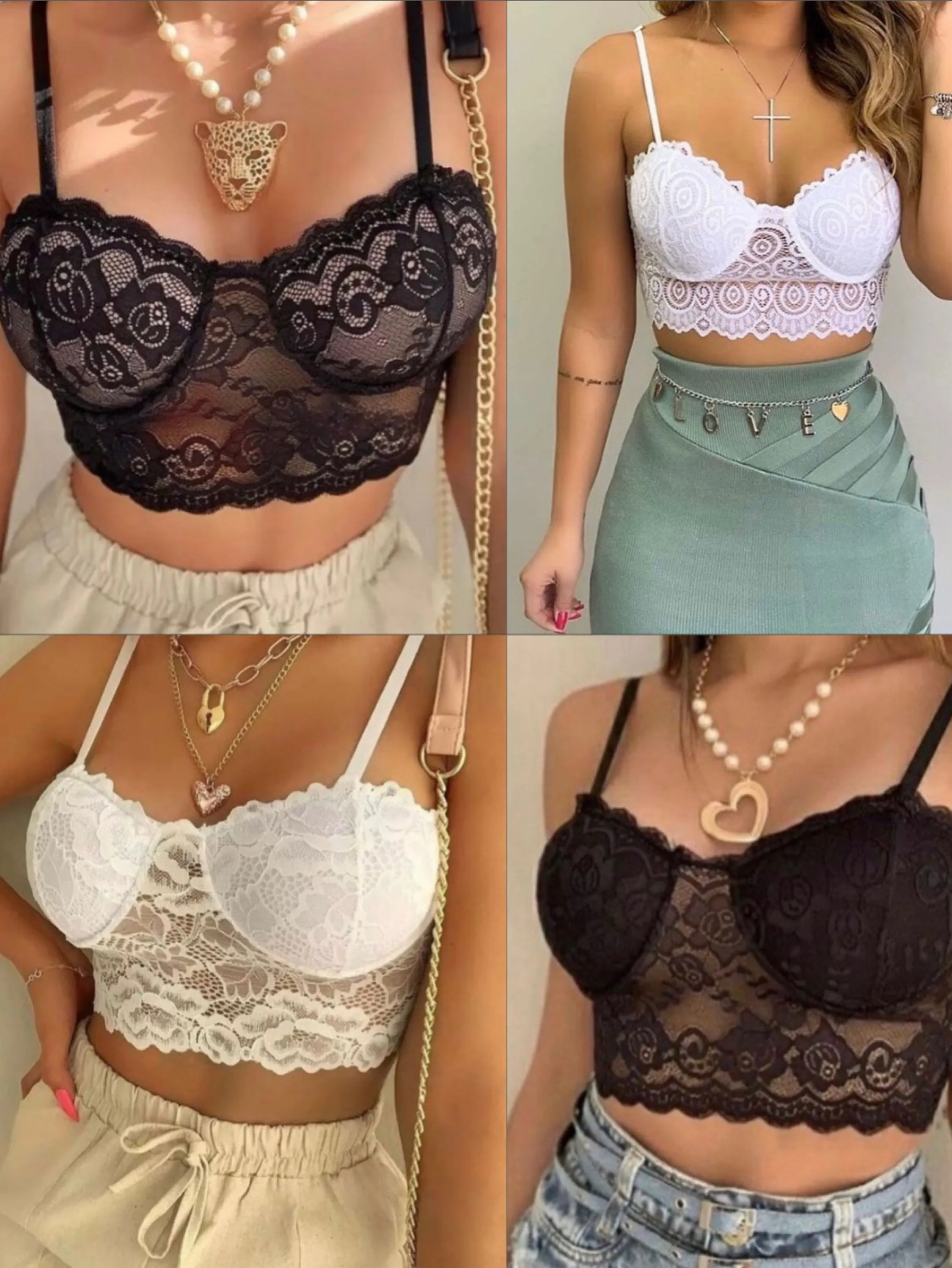 Cropped Renda Alça ajustável