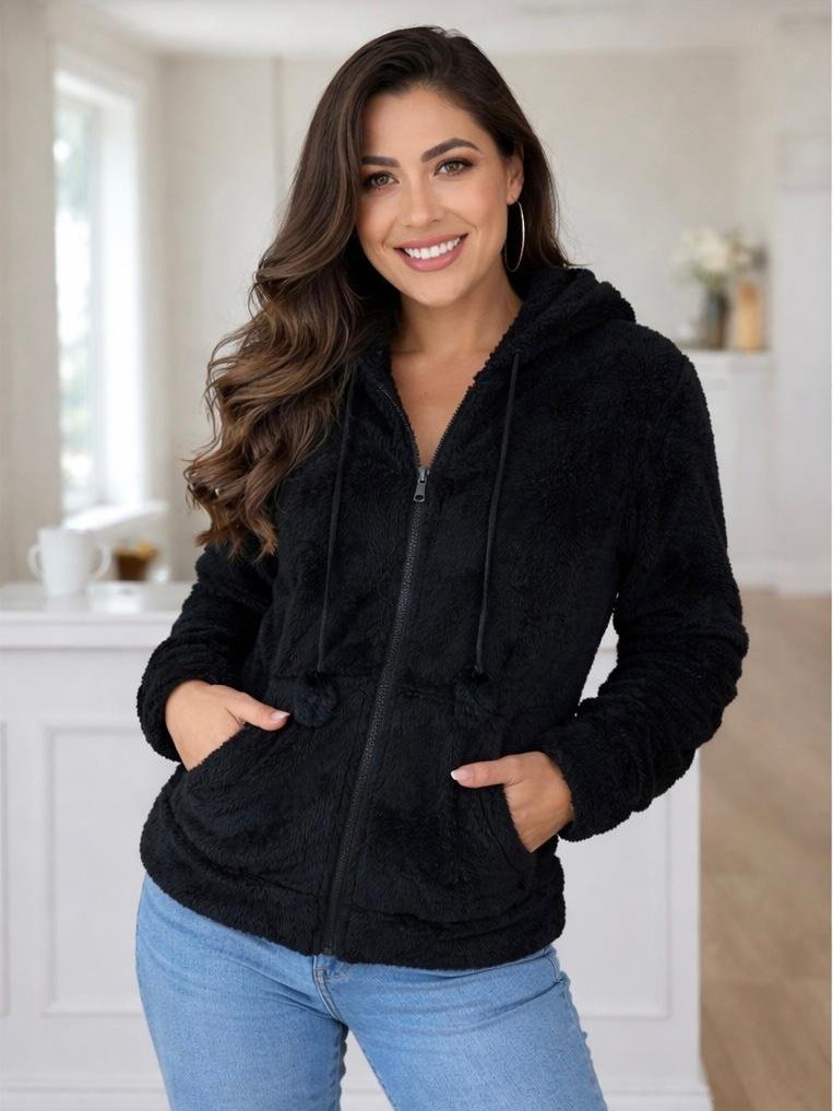 Casaco com zíper e com toca