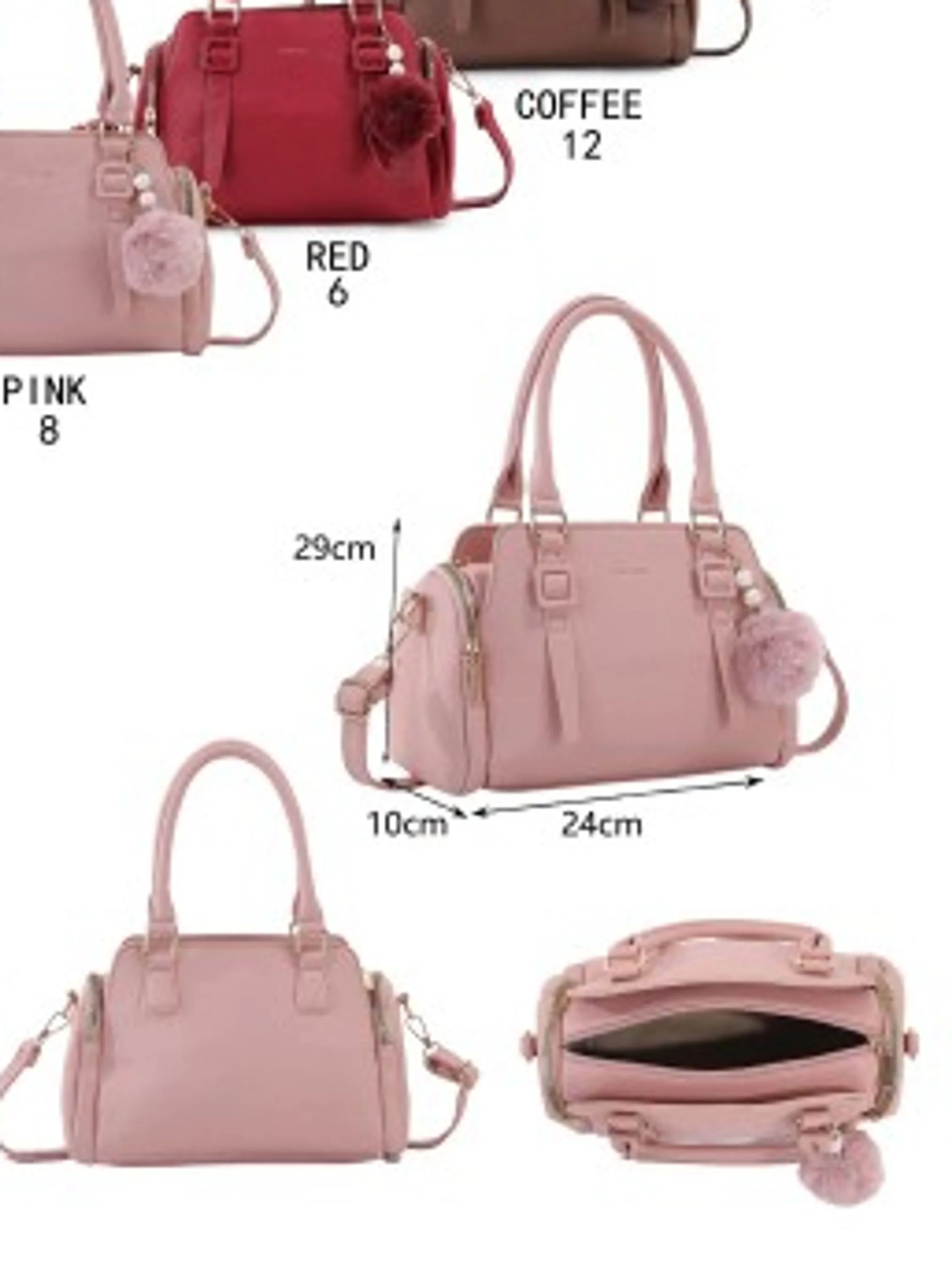 Bolsa feminina com pompom couro PU - AS-001