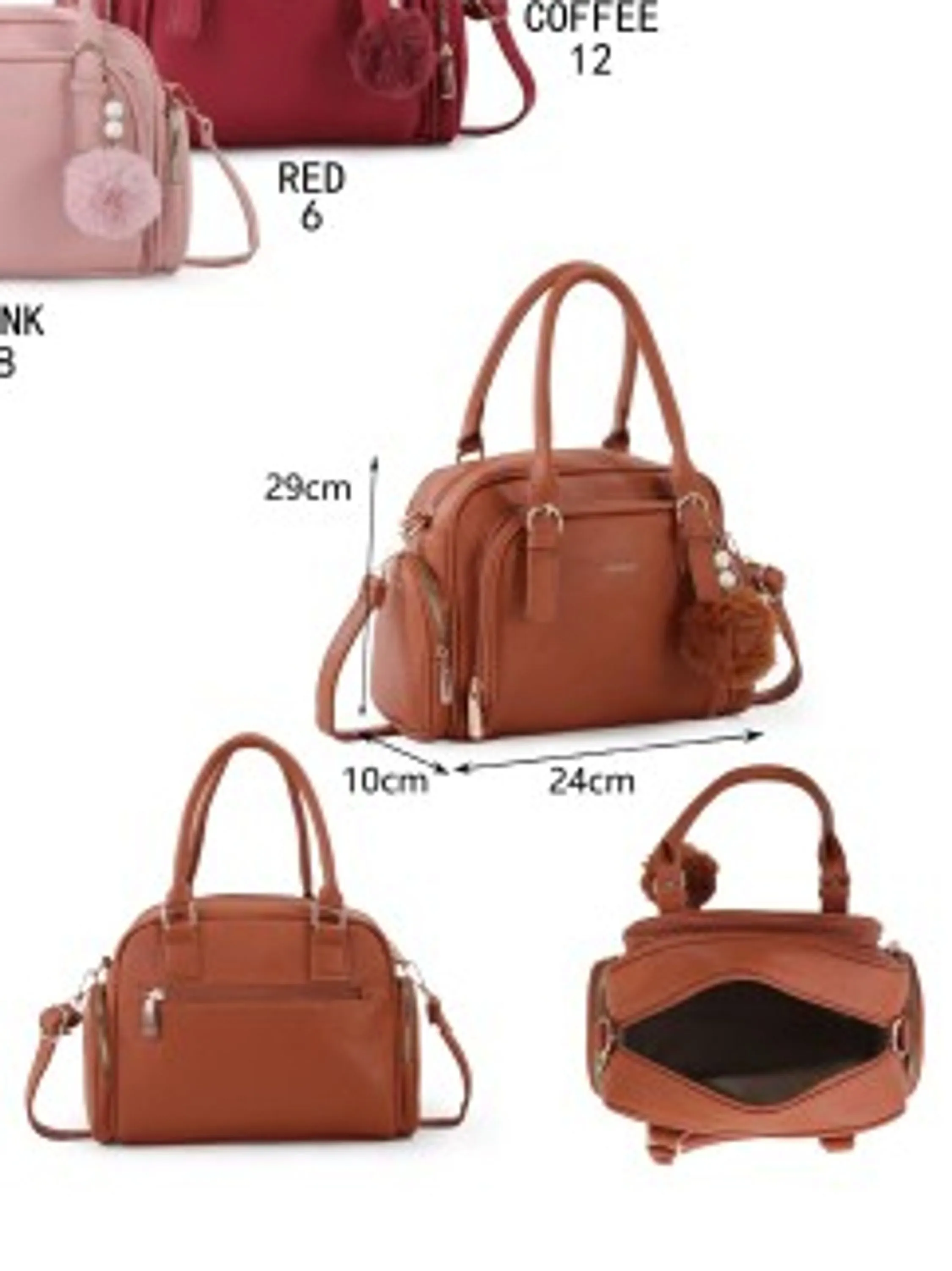 Bolsa feminina com pompom couro PU - SE-004