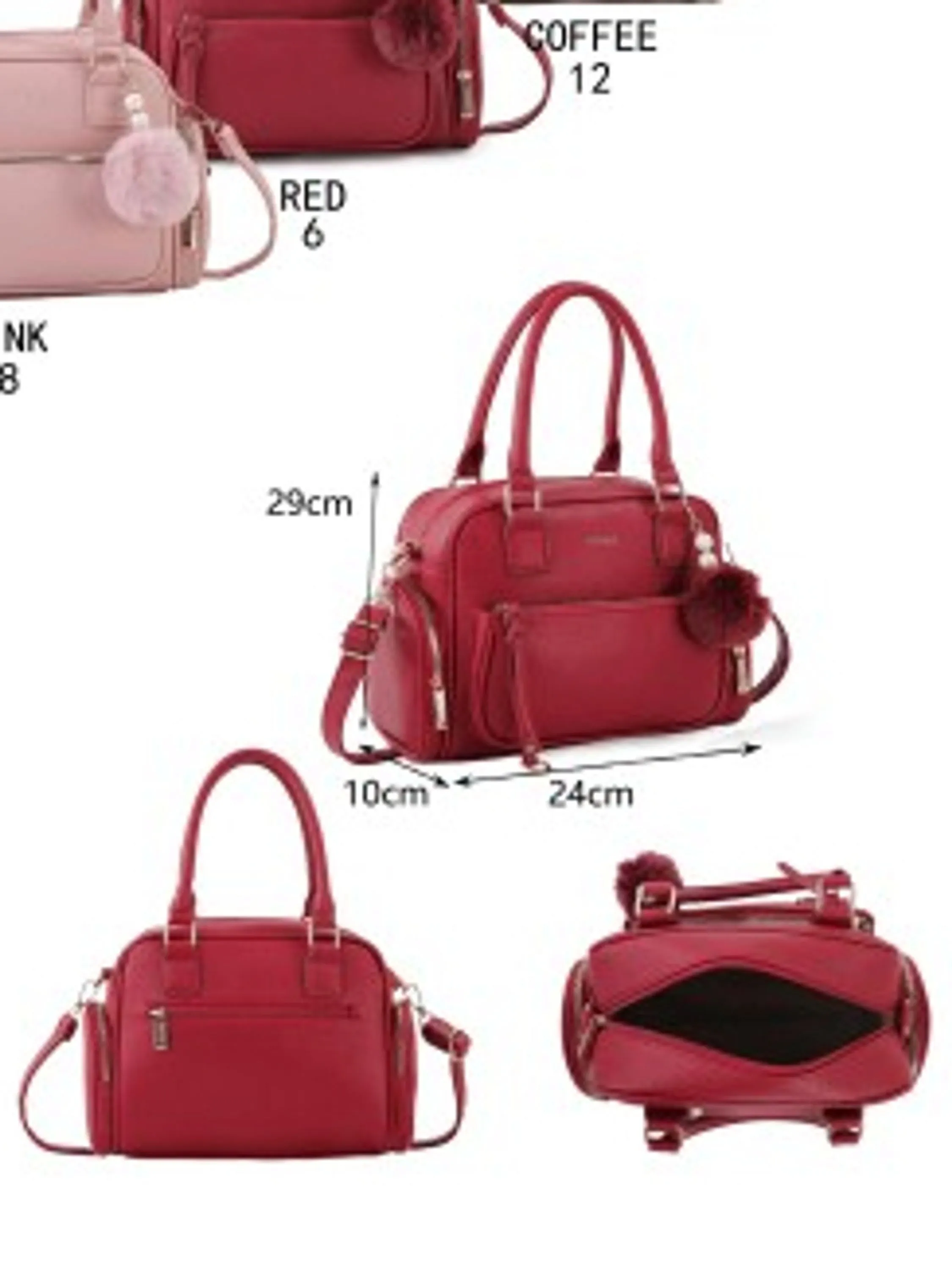 Bolsa feminina com pompom couro PU - SE-003