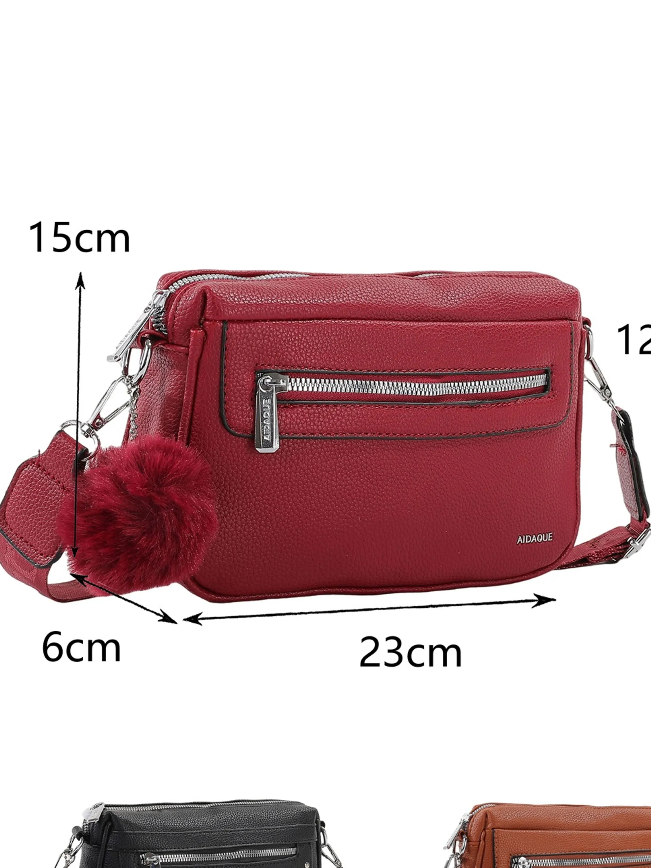 Bolsa feminina couro PU com chaveiro pompom - RS-X89