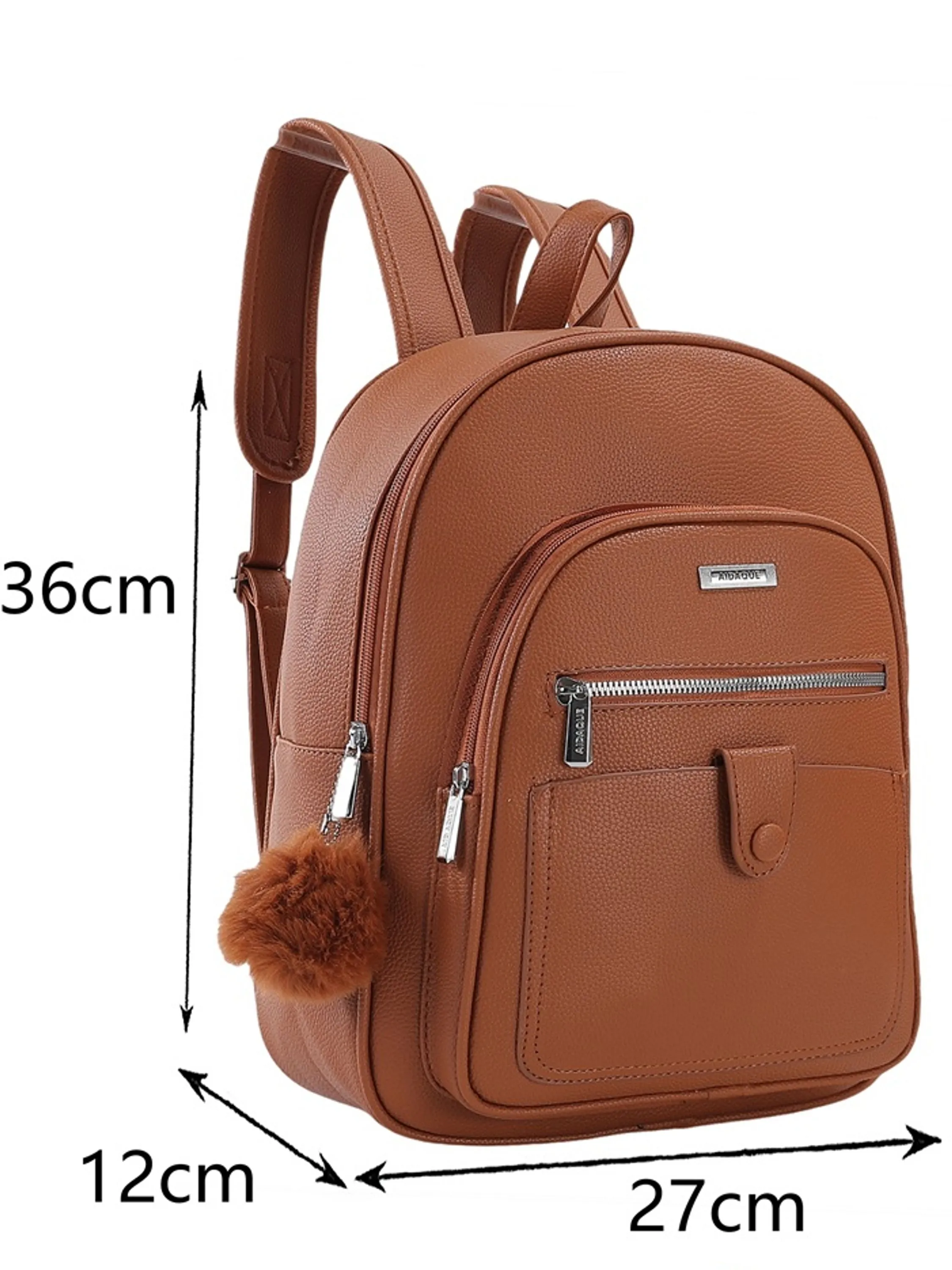 Mochila com chaveiro pompom couro PU - CF-B202
