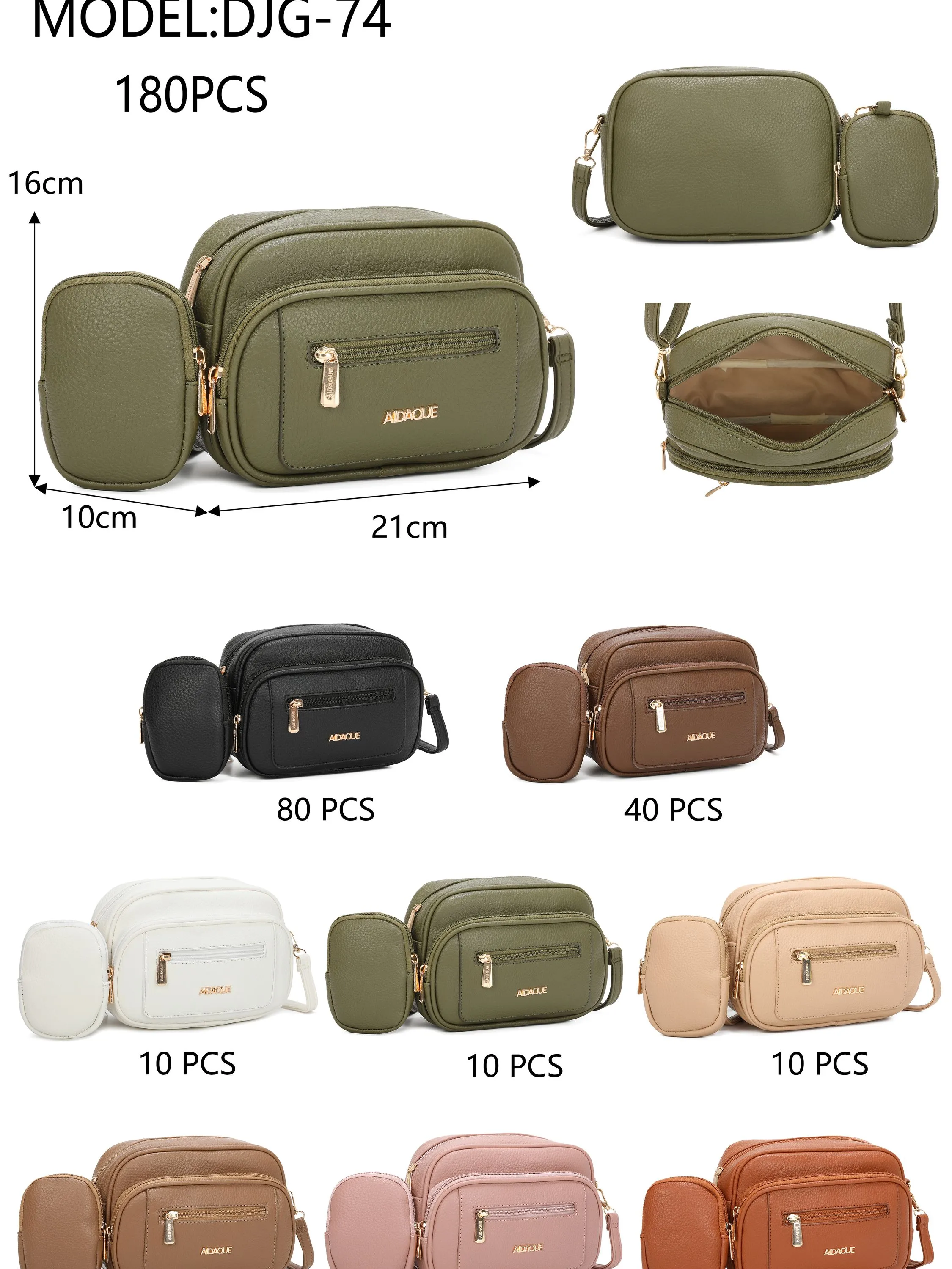 Bolsa feminina transversal com carteirinha couro PU - DJG-74