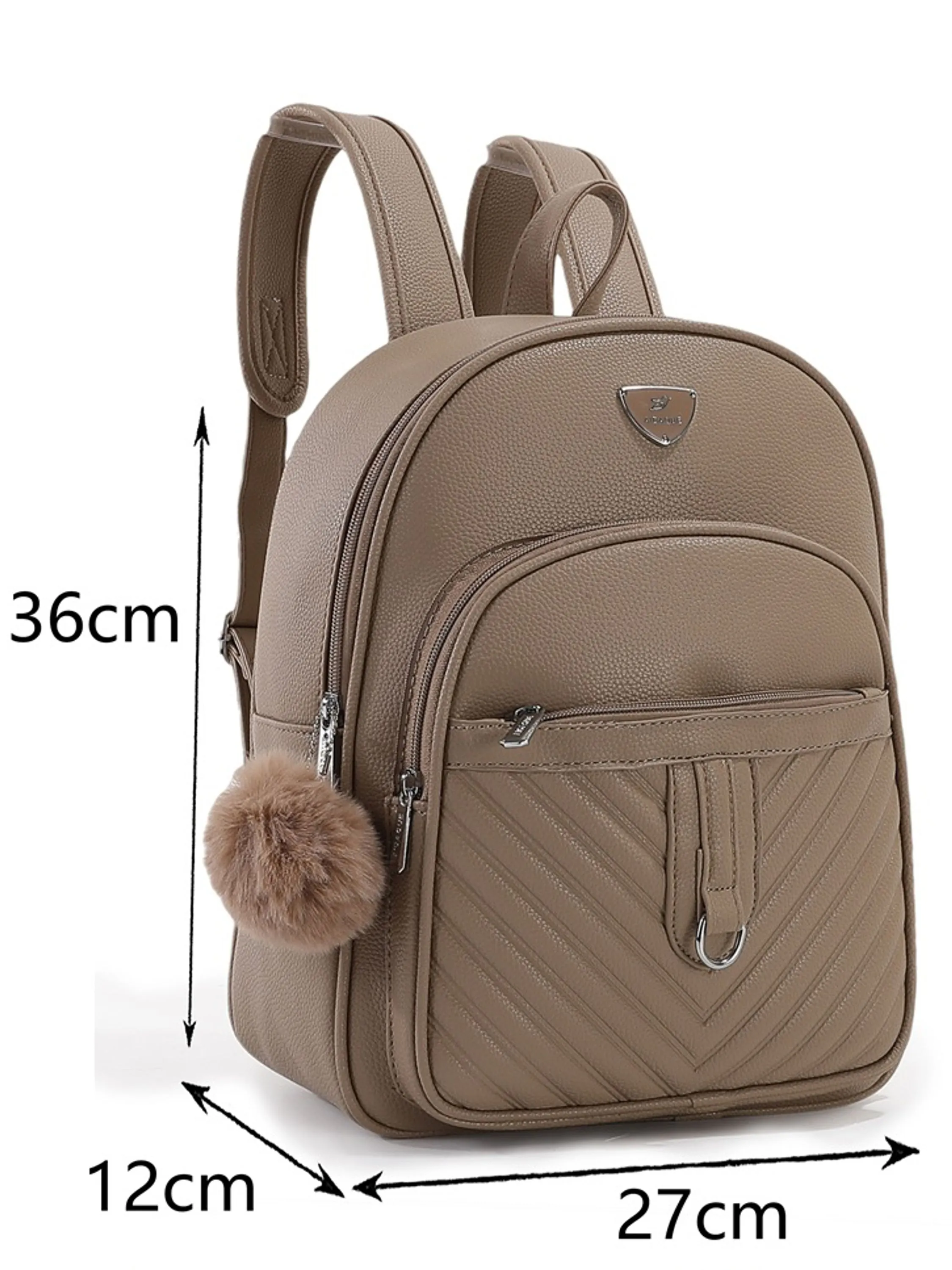 Mochila com chaveiro pompom couro PU - CF-B206