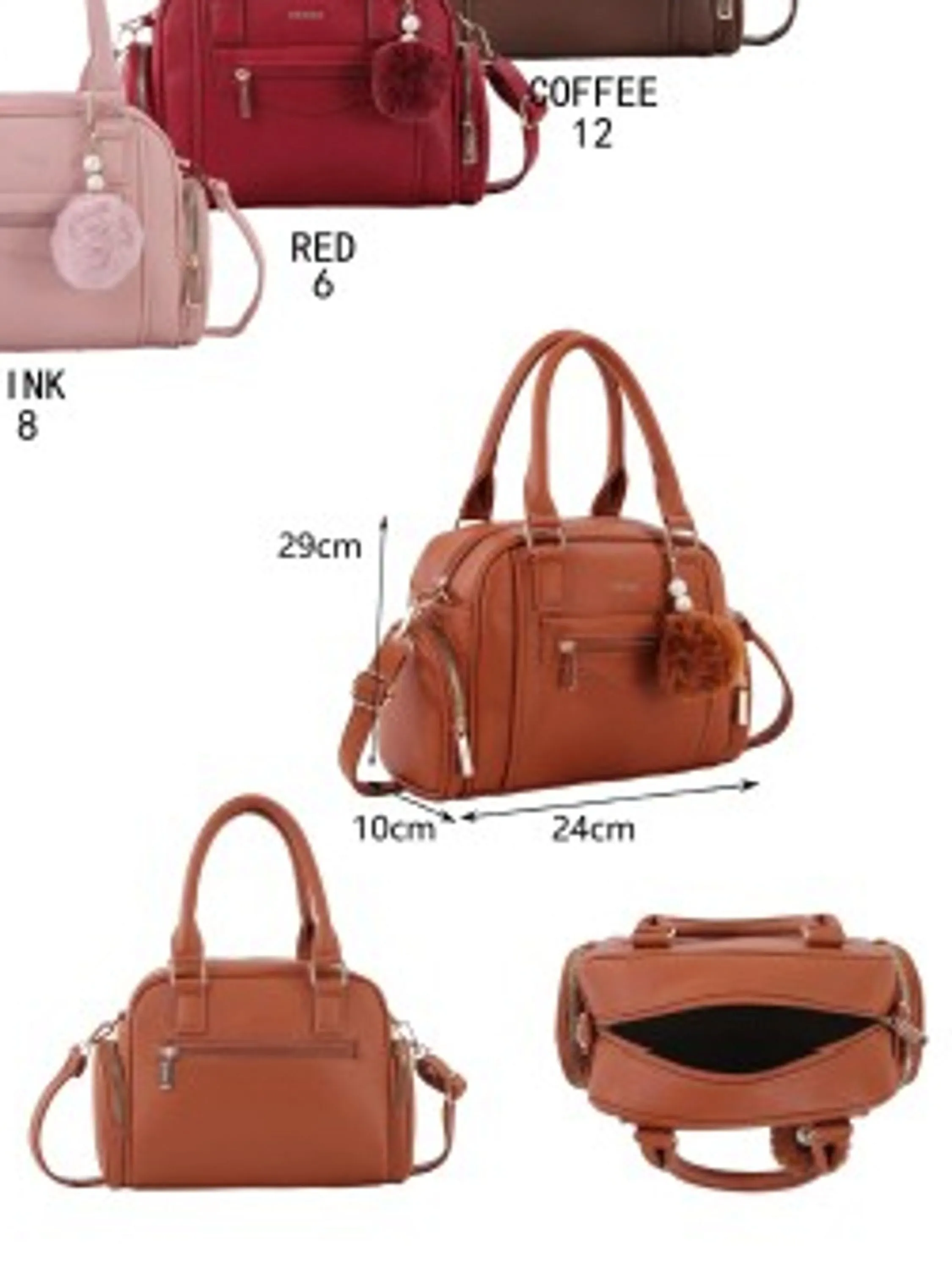 Bolsa feminina com pompom couro PU - SE-002