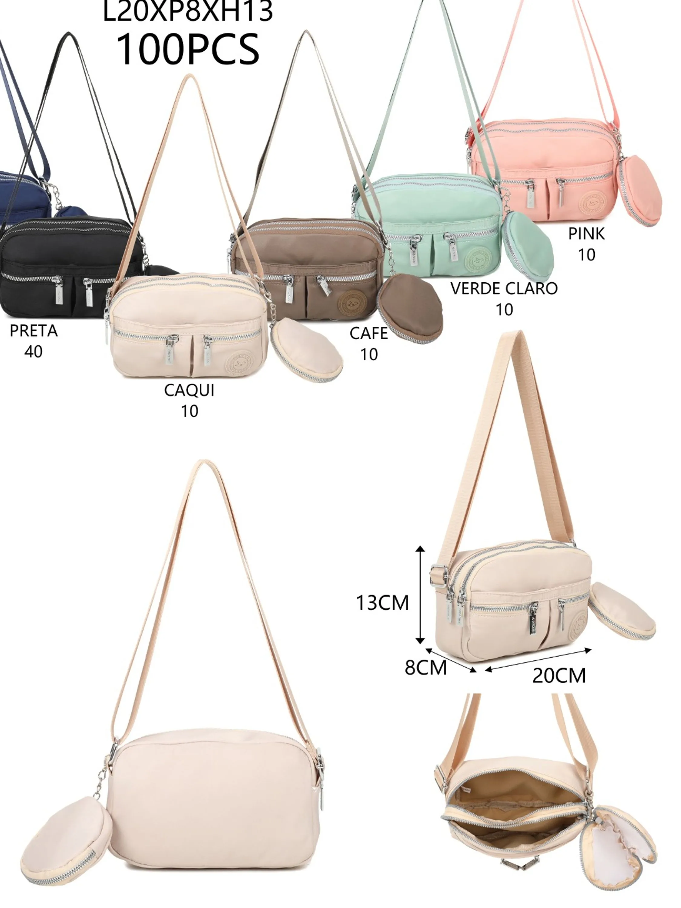 Bolsa tactel impermeável com carteirinha - WE52002