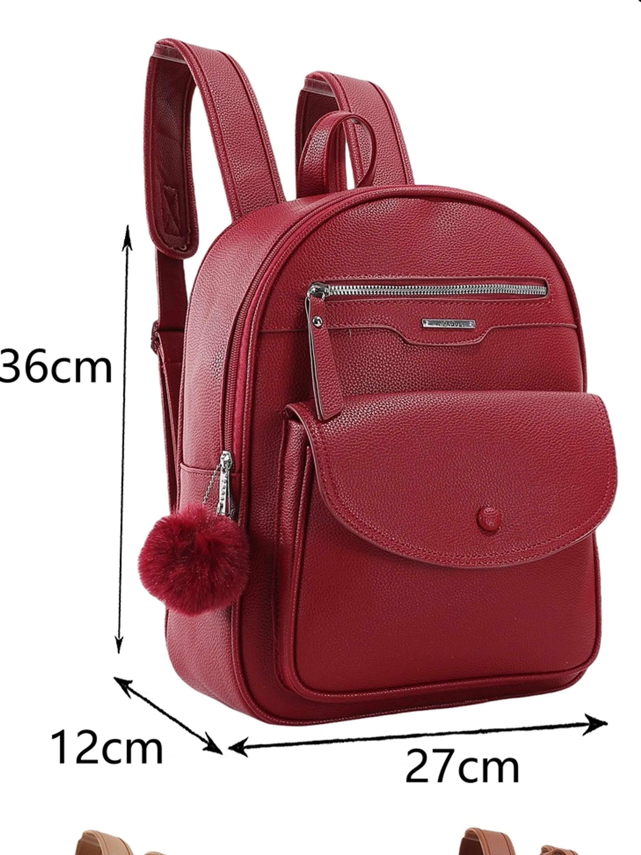 Mochila com chaveiro pompom couro PU - CF-B201
