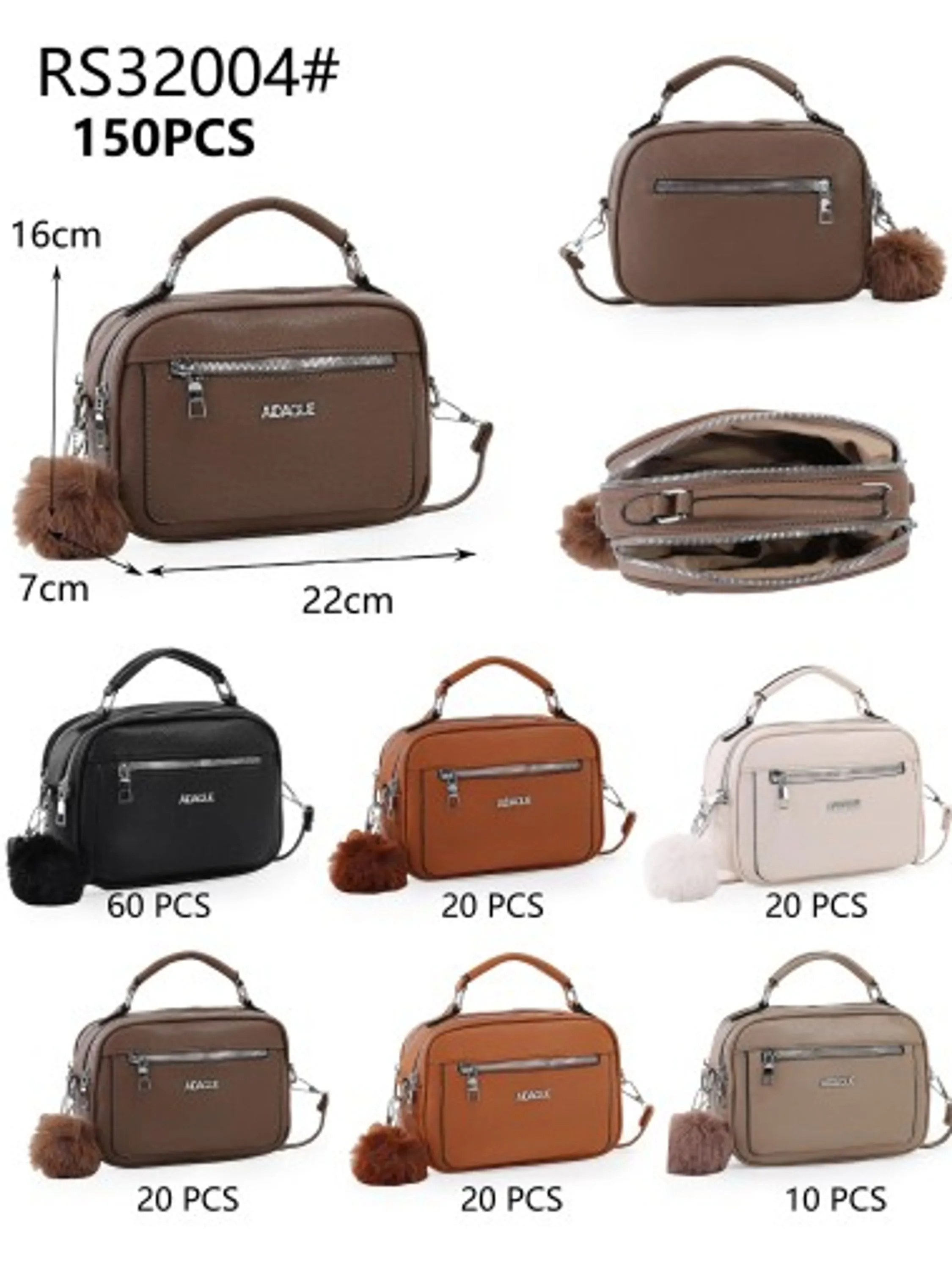 Bolsa transversal com pompom couro PU - RS32004