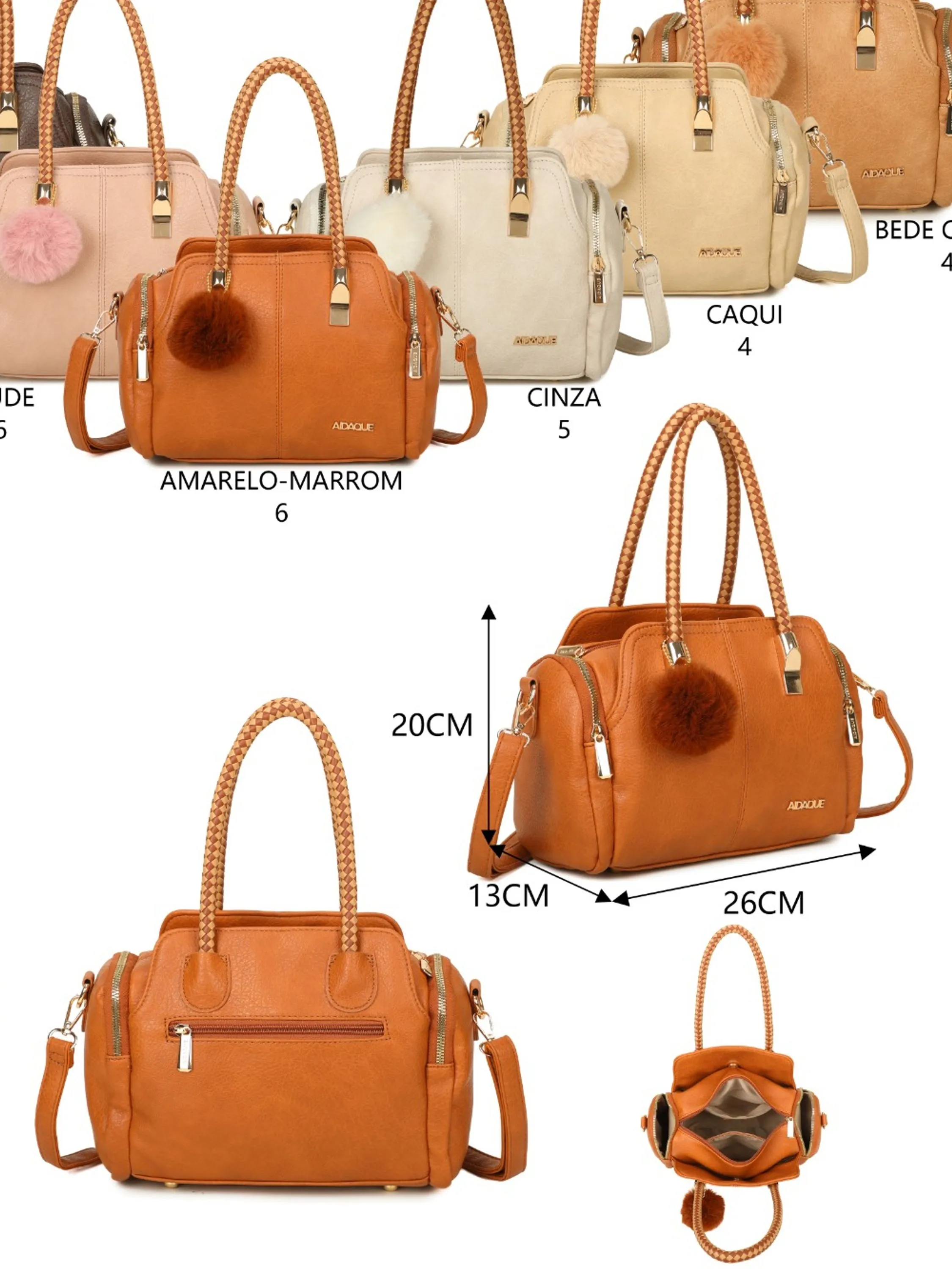 Bolsa feminina com pompom couro PU - PT-2503