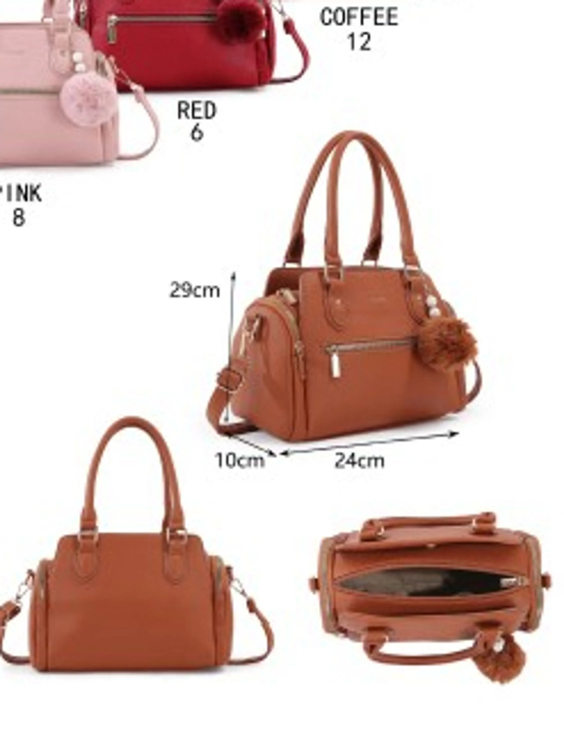 Bolsa feminina com pompom couro PU - AS-002