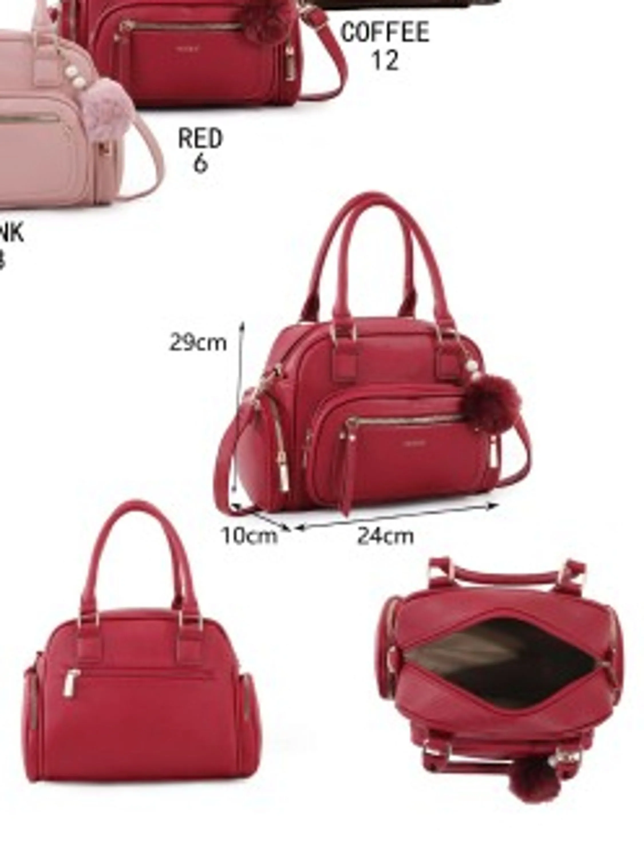 Bolsa feminina com pompom couro PU - SE-001