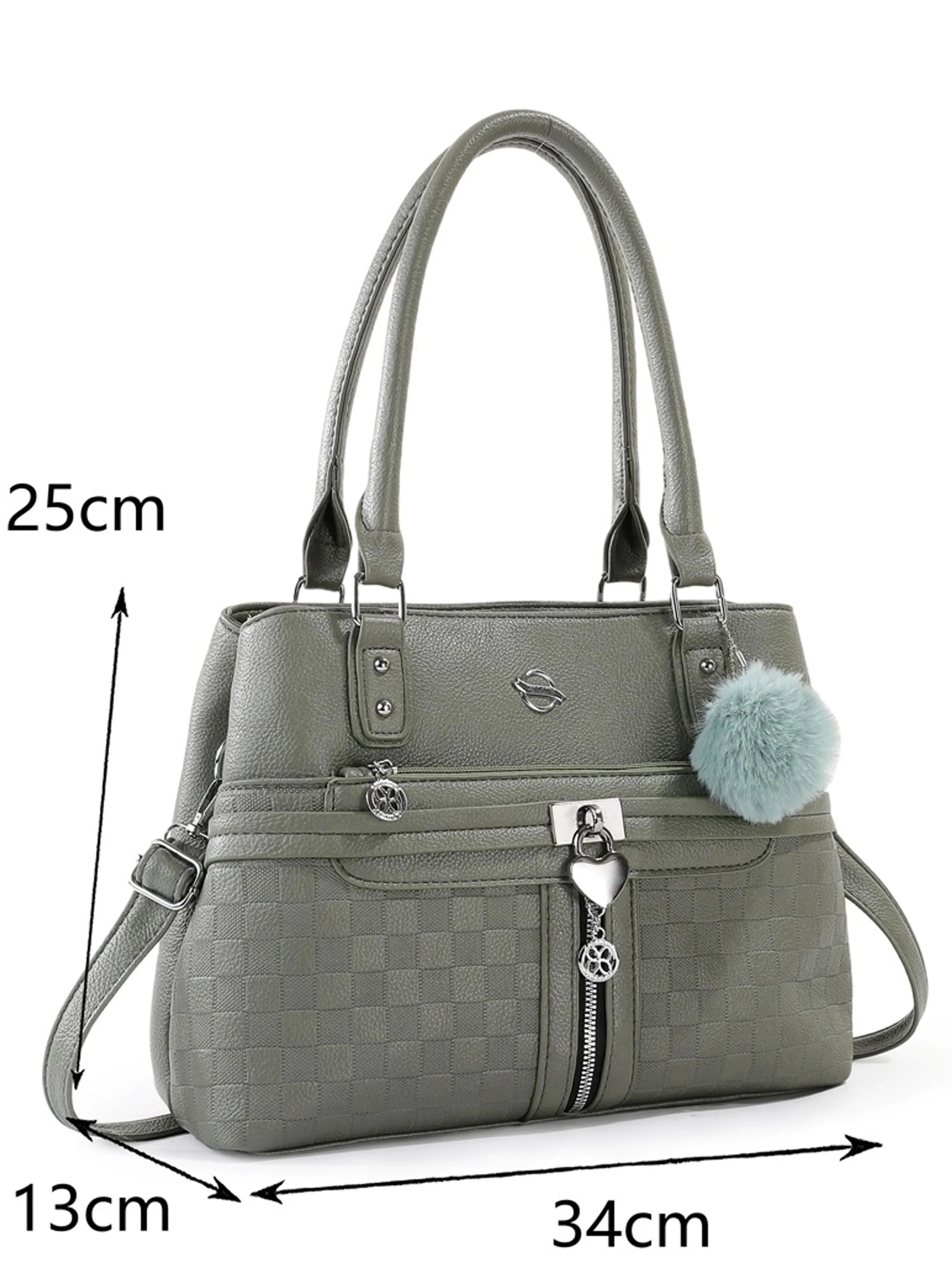 Bolsa feminina grande couro PU com chaveiro pompom - PD-55G