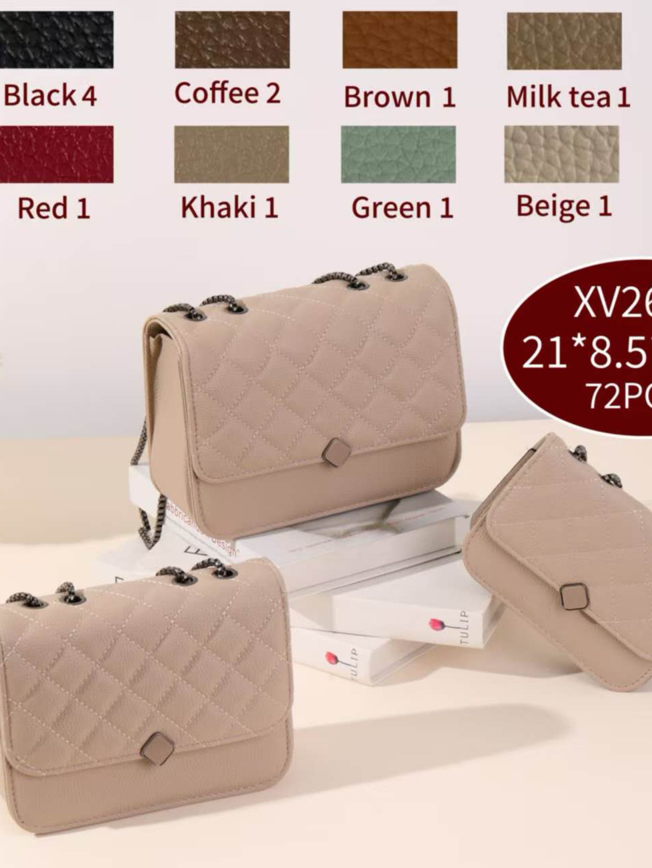 Bolsa elegante de três peças com corrente 2603