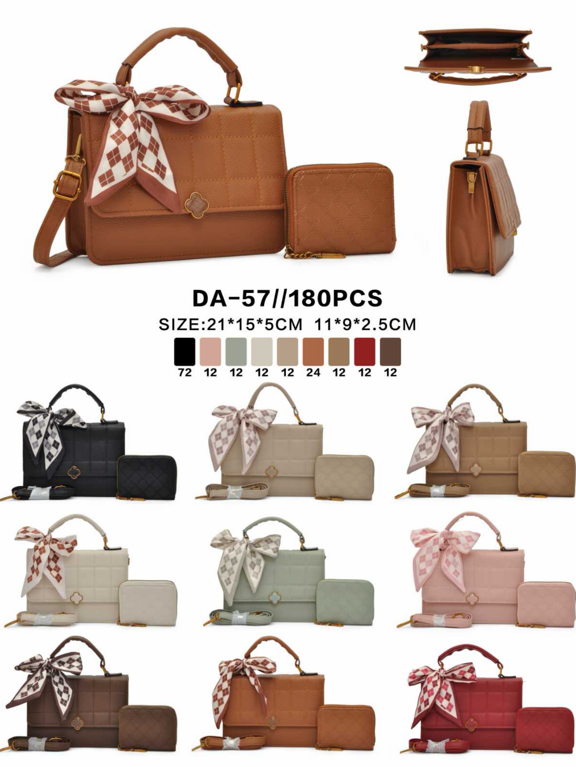 Bolsa feminina moderna e casual com carteira e lenço.57