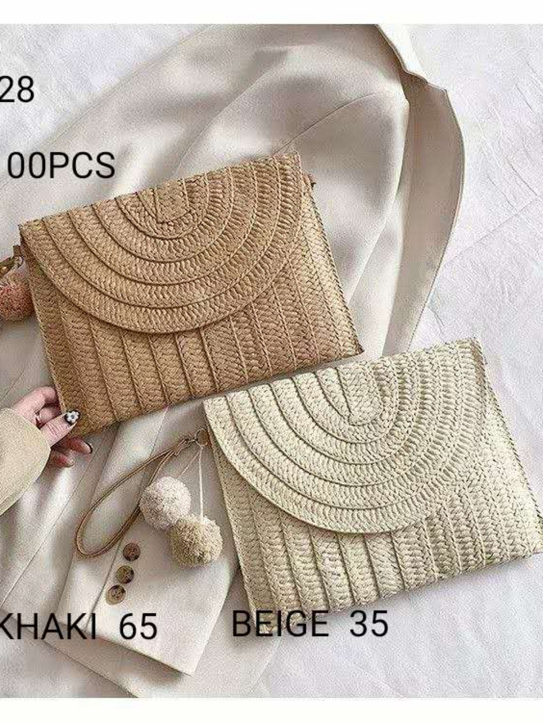 Bolsa de praia feminina de palha, moderna e casual.8028