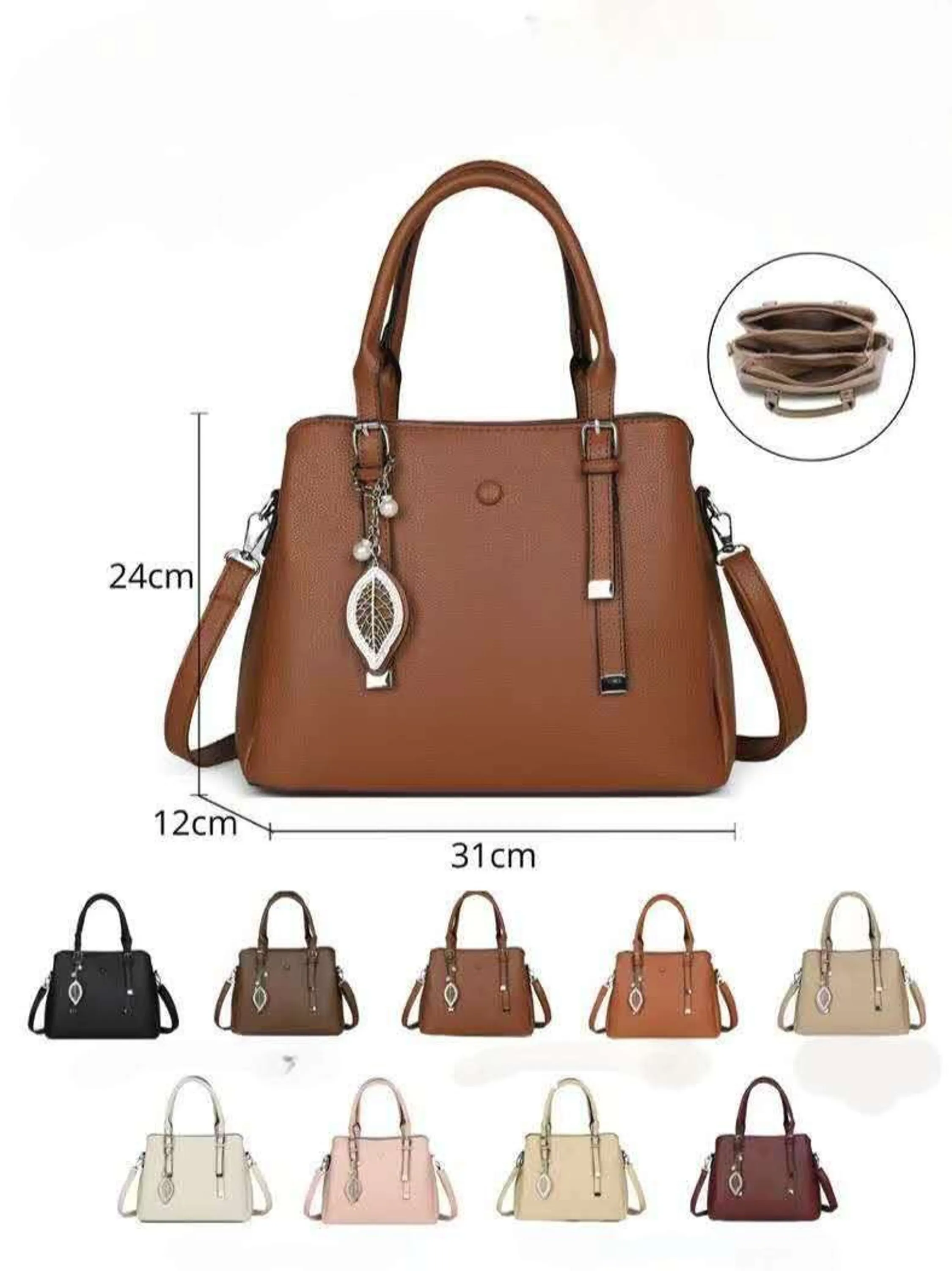 Bolsa feminina versátil de ombro transversal com pingente