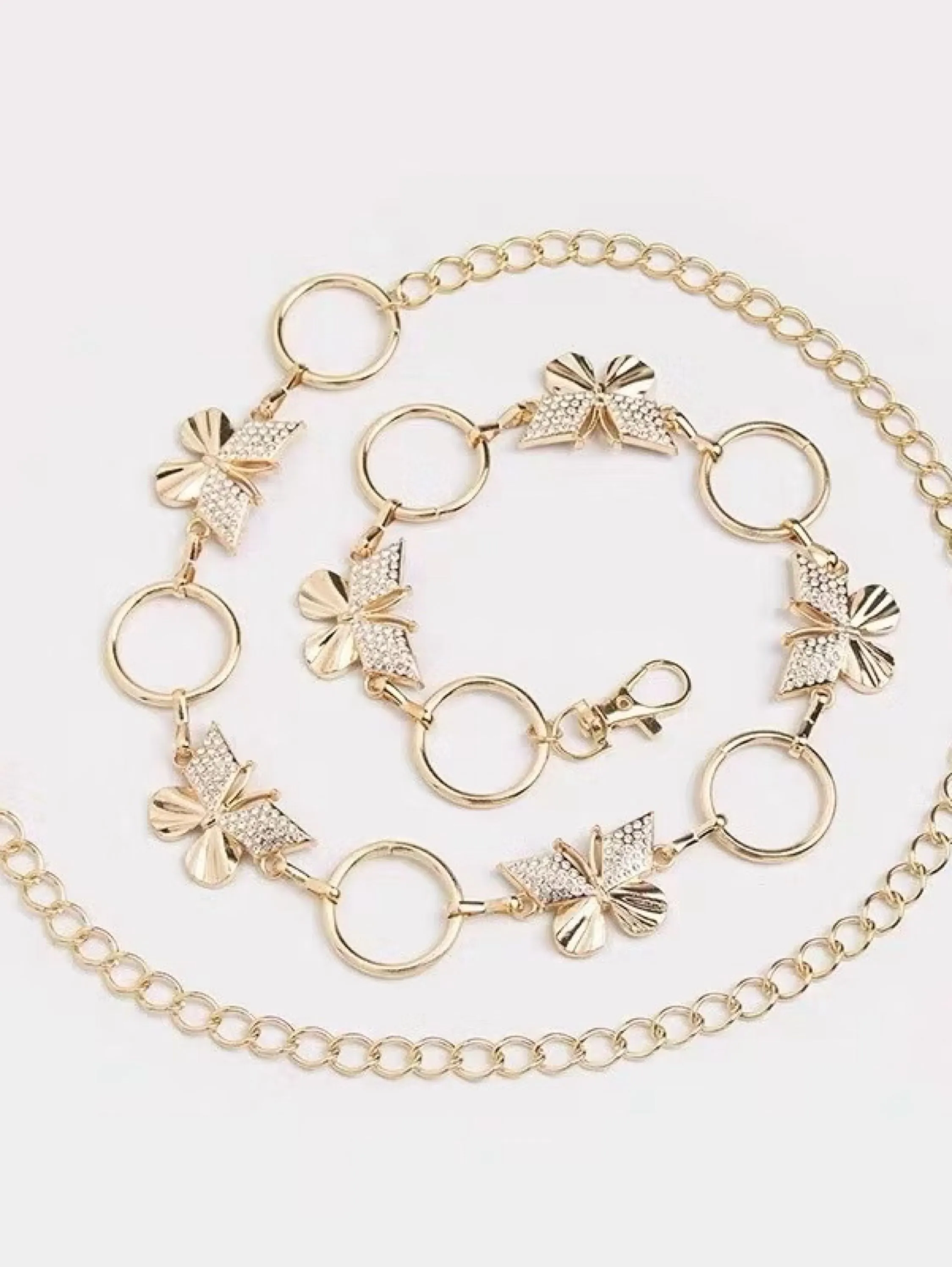 Saia de corrente de cintura borboleta feminina high-end