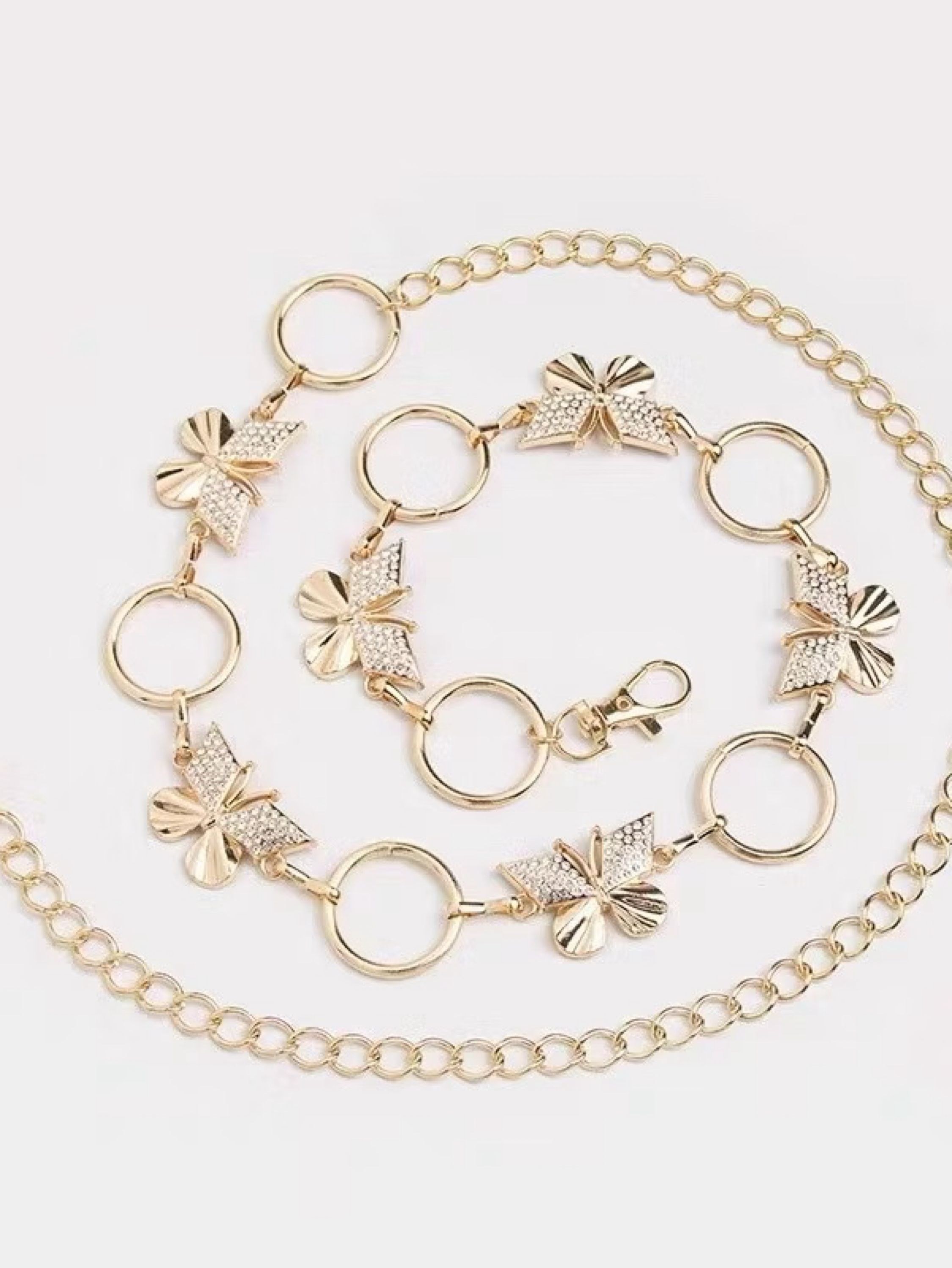 Saia de corrente de cintura borboleta feminina high-end