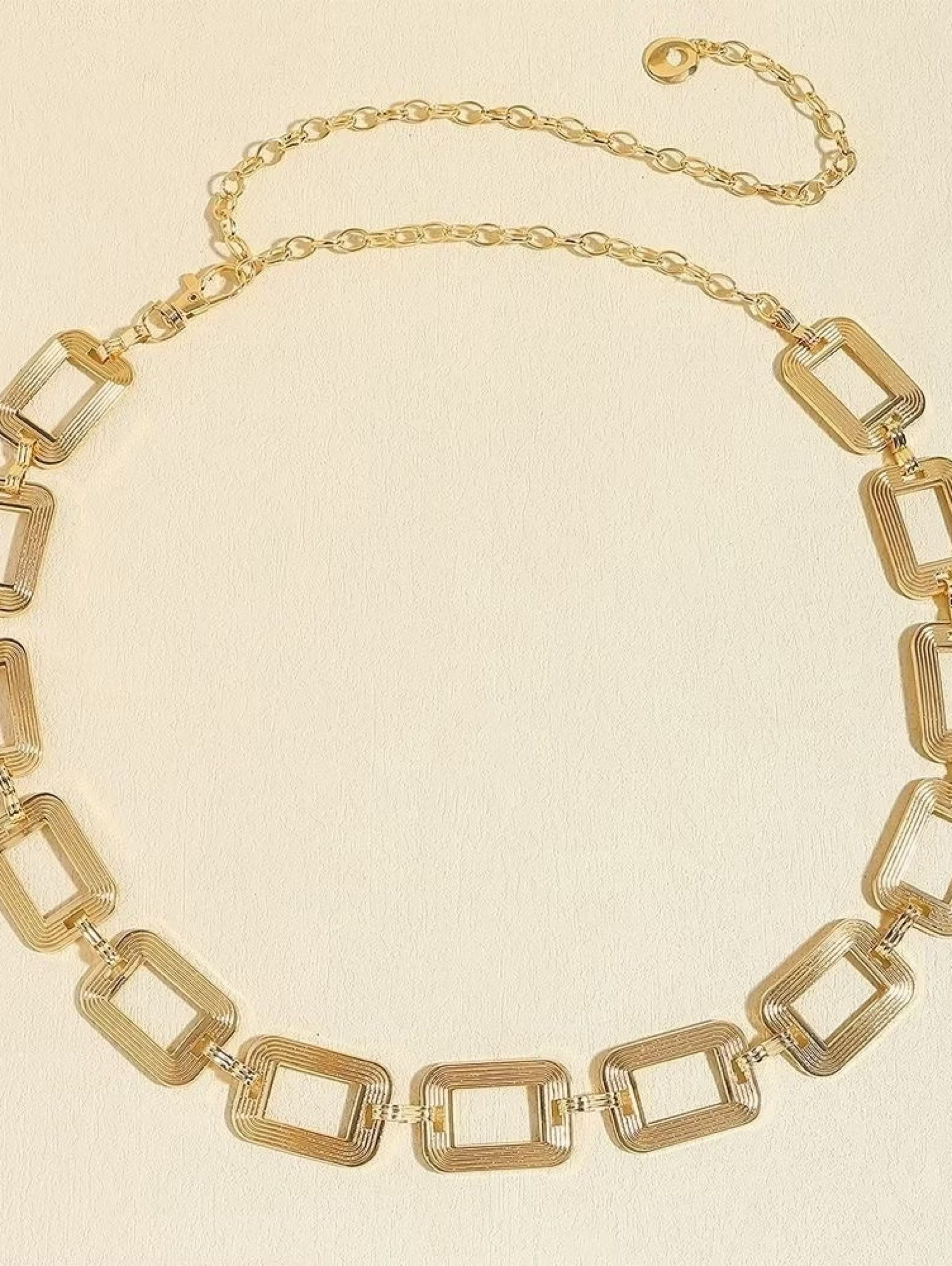 Cinto correia corrente metal quadrada