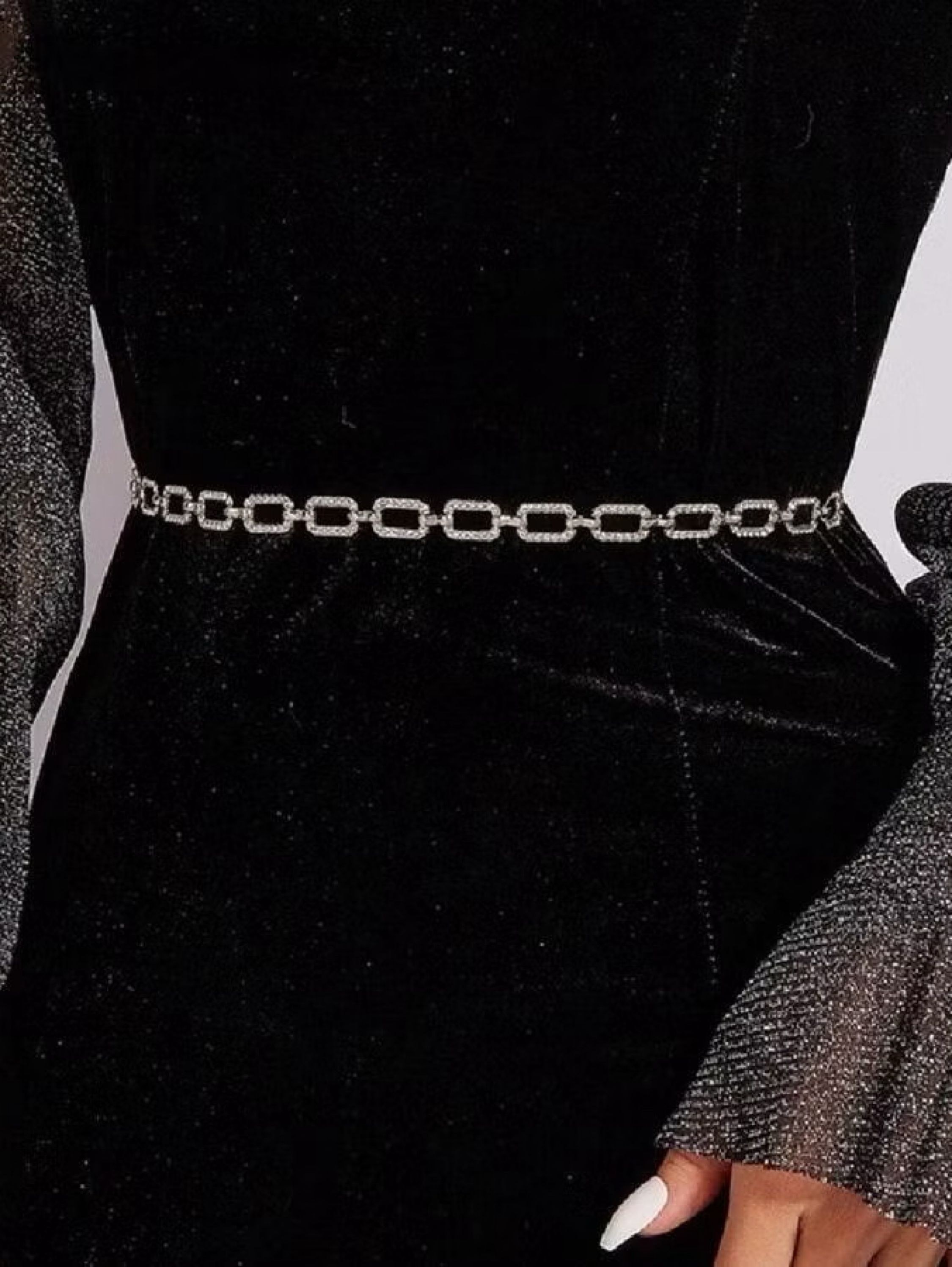 Senhora elegante corrente de cintura quadrada de diamante