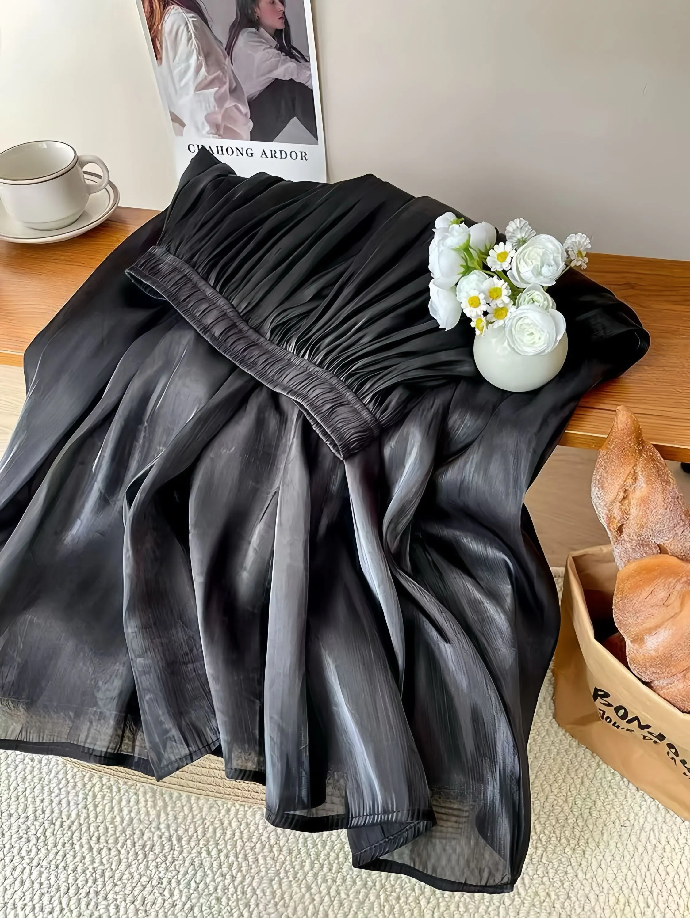 saia de tule plissada alta qualidade elegente