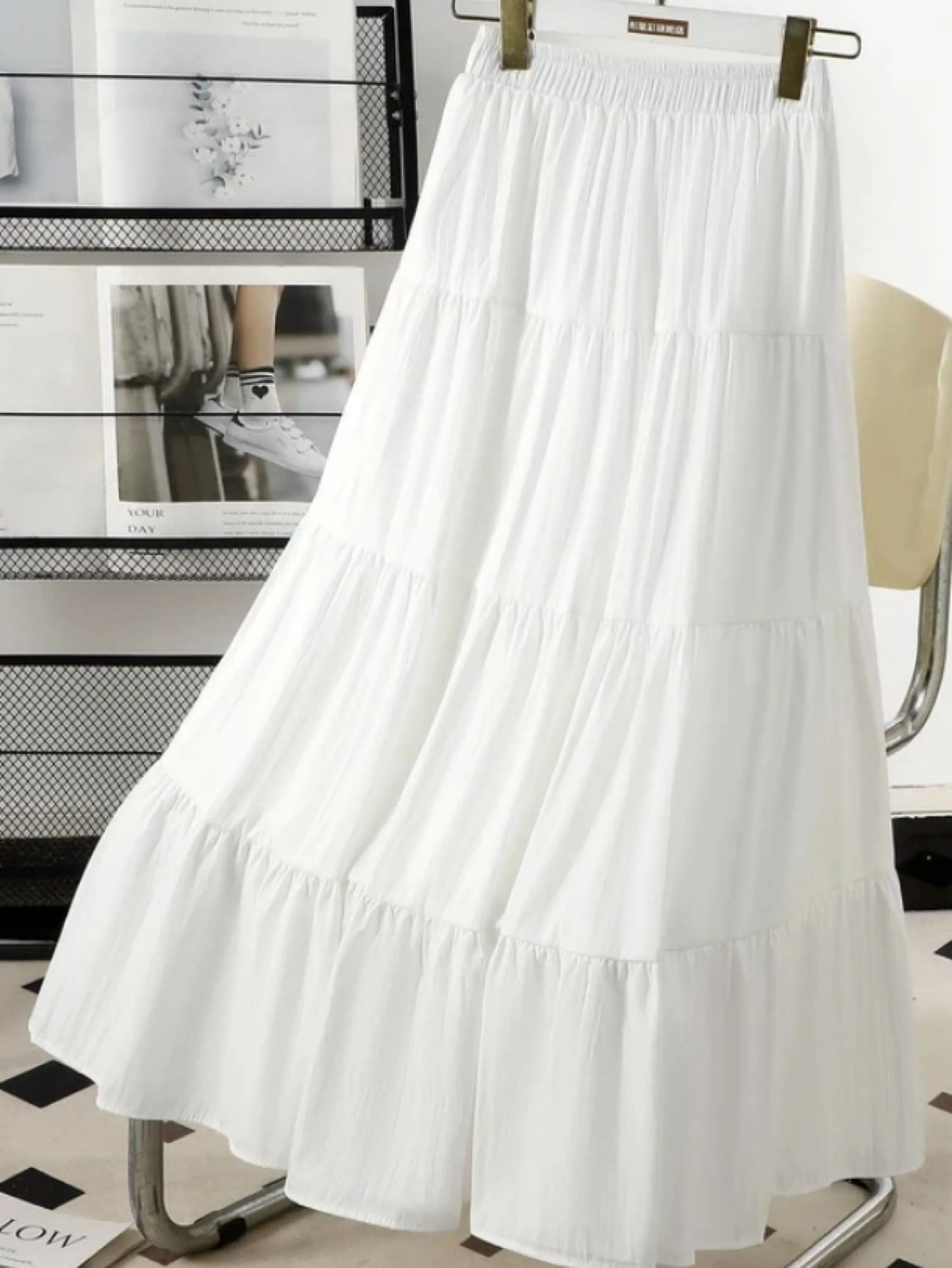 Saia Longa Elastano Feminina