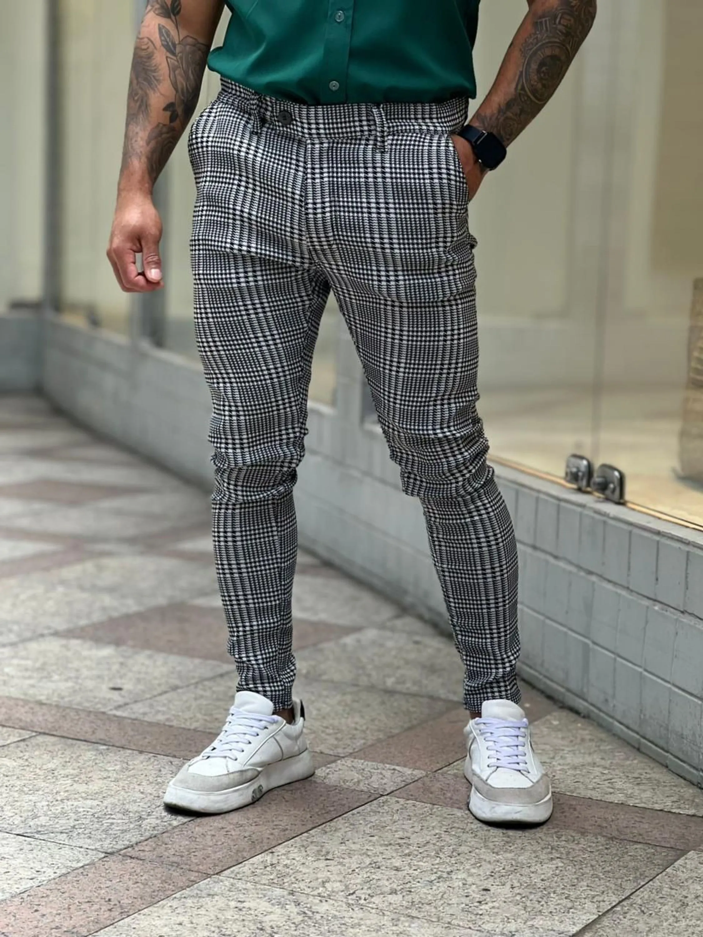 Calça Estilo Alfaiataria Jacquard com Elastano