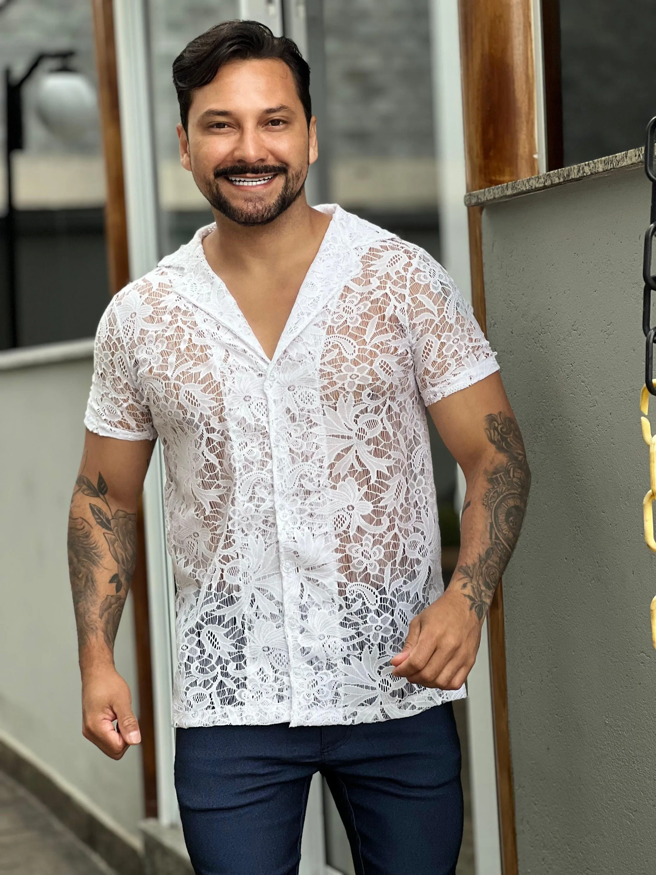 Camisa Renda Slim Branca Exalt Urban