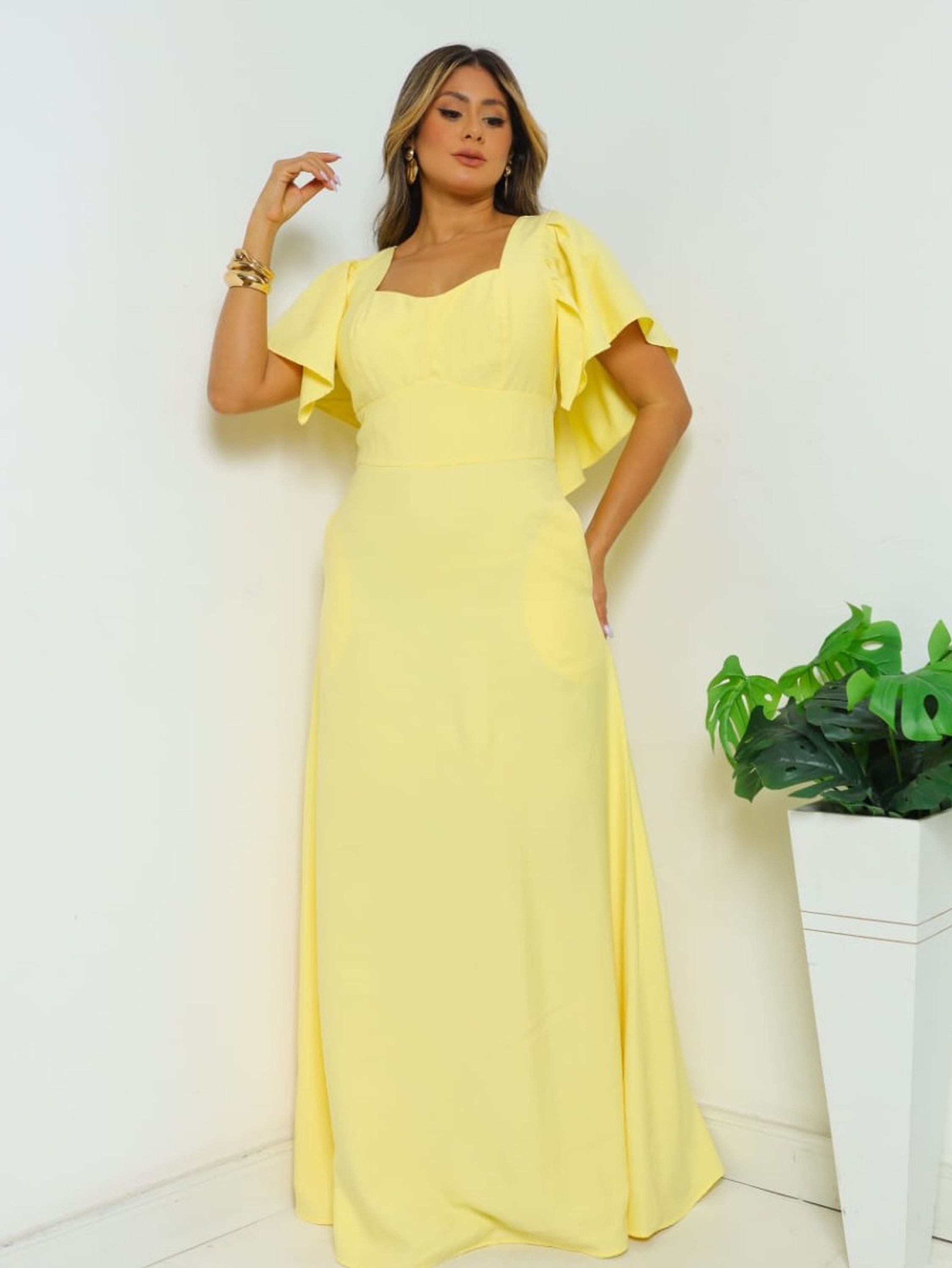 Vestido longo femenino elegante mangas morcego