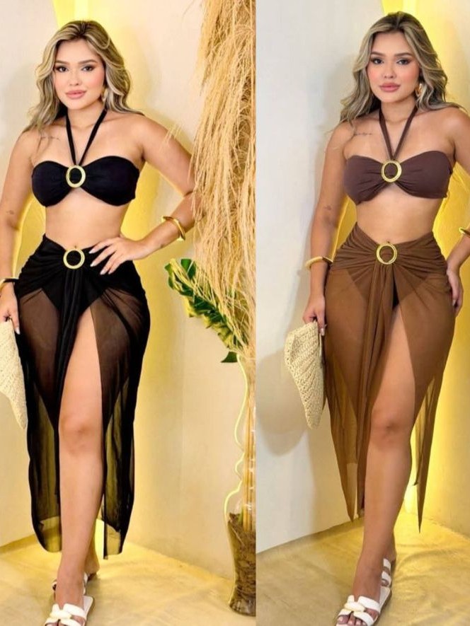 Kit Biquini Com Saída De Praia Biquini Feminino Triquini