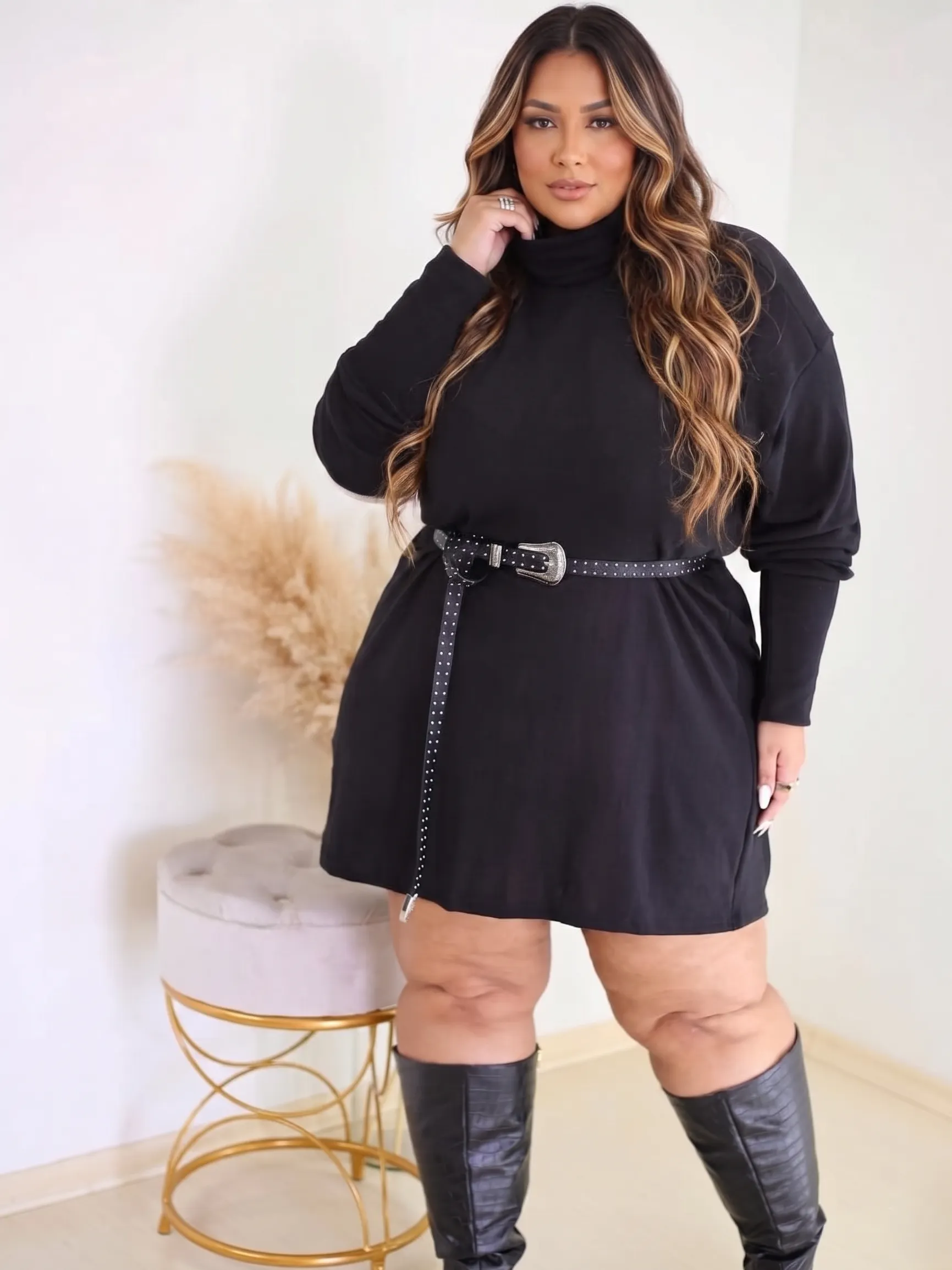 Vestido Gola alta  Plus Size do 46 ao 56